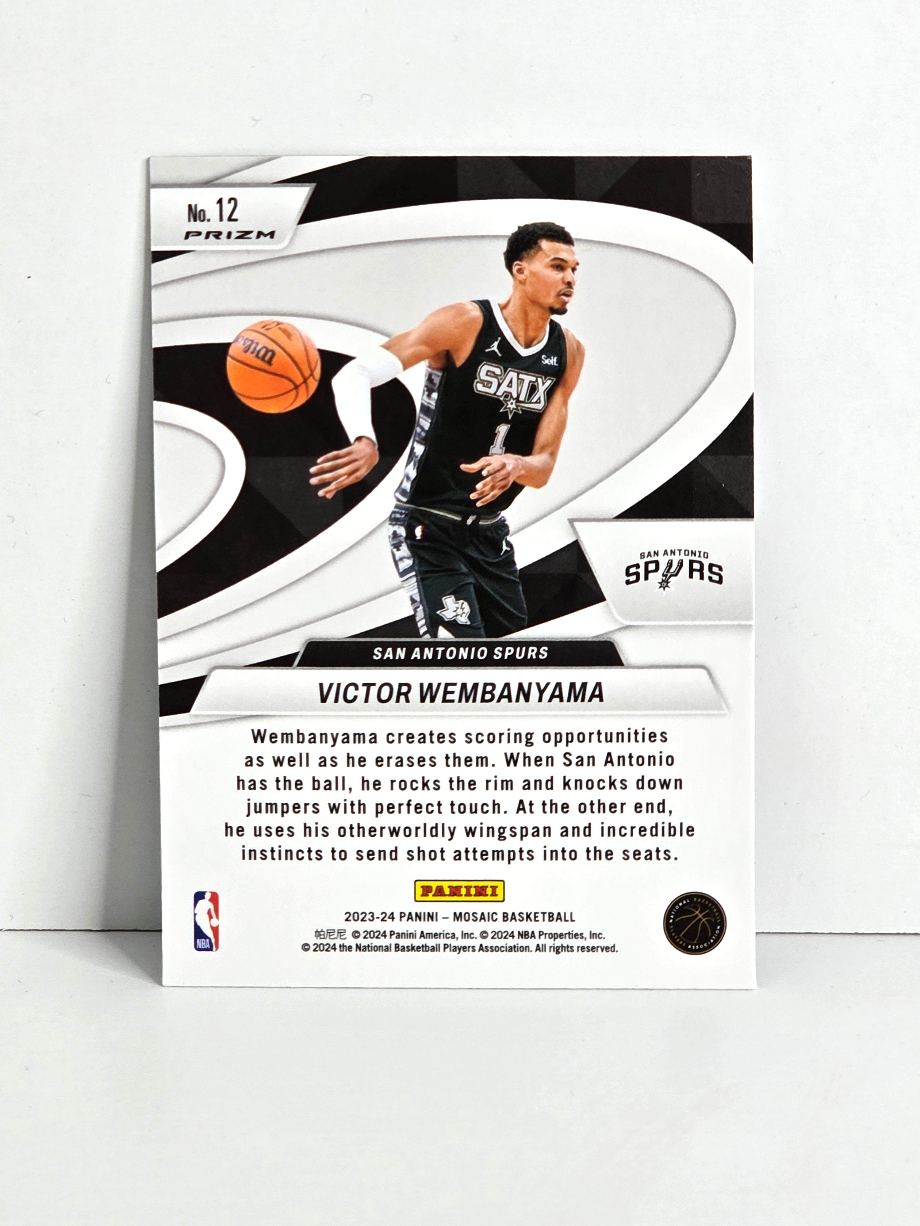 Victor Wembanyama Rookie Basketball Card 2023 Panini Mosaic No. 12