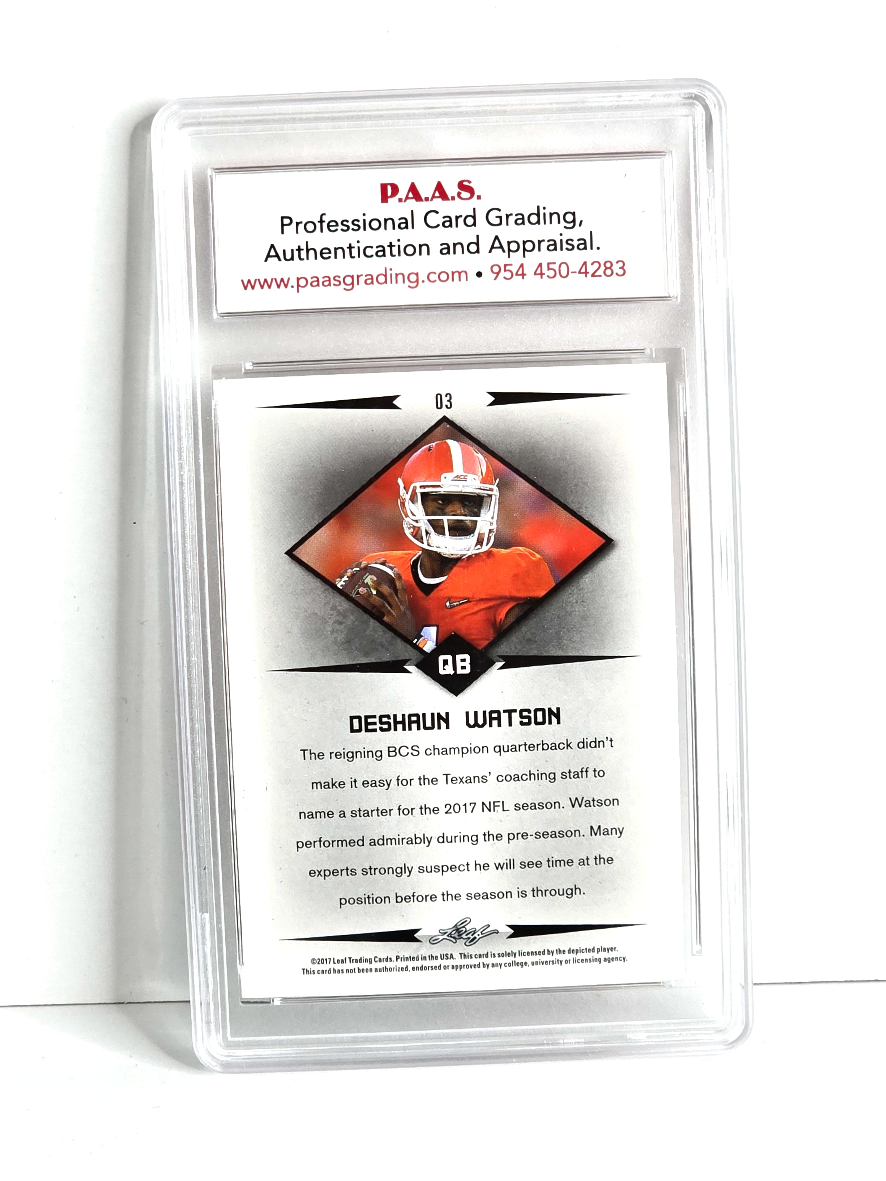 DeShaun Watson Rookie NFL Football Card 2017 Leaf Graded PSA