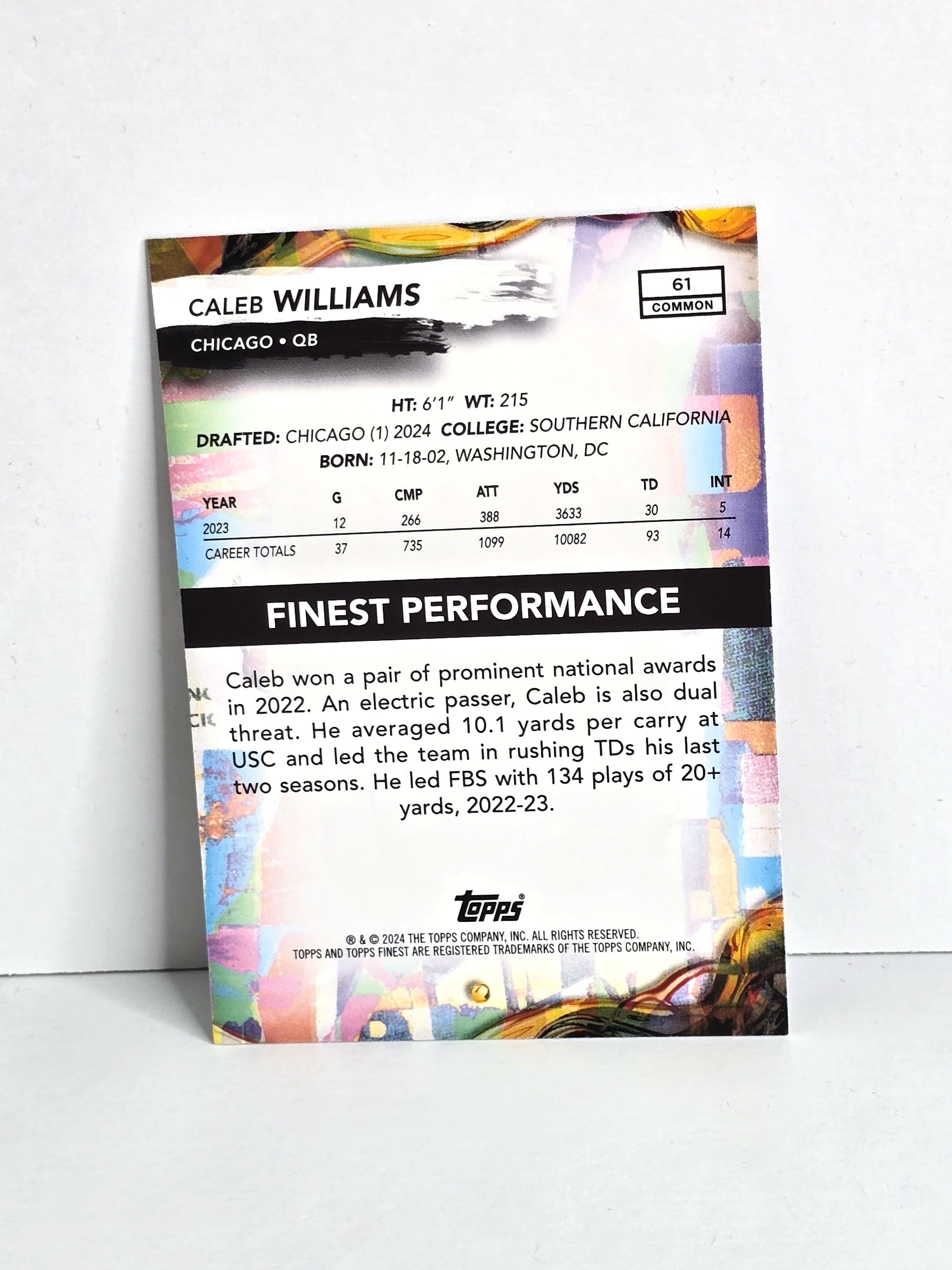 Caleb Williams Rookie NFL Football Card 2024 Topps