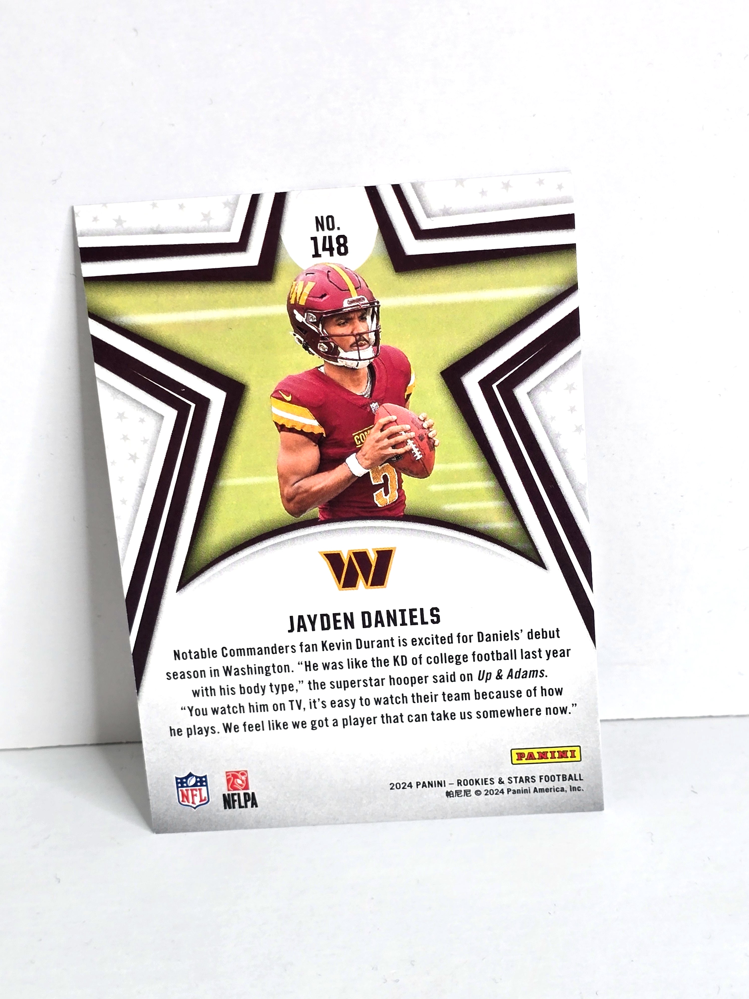 Jayden Daniels Rookie NFL Football Card 2024 Panini No. 148