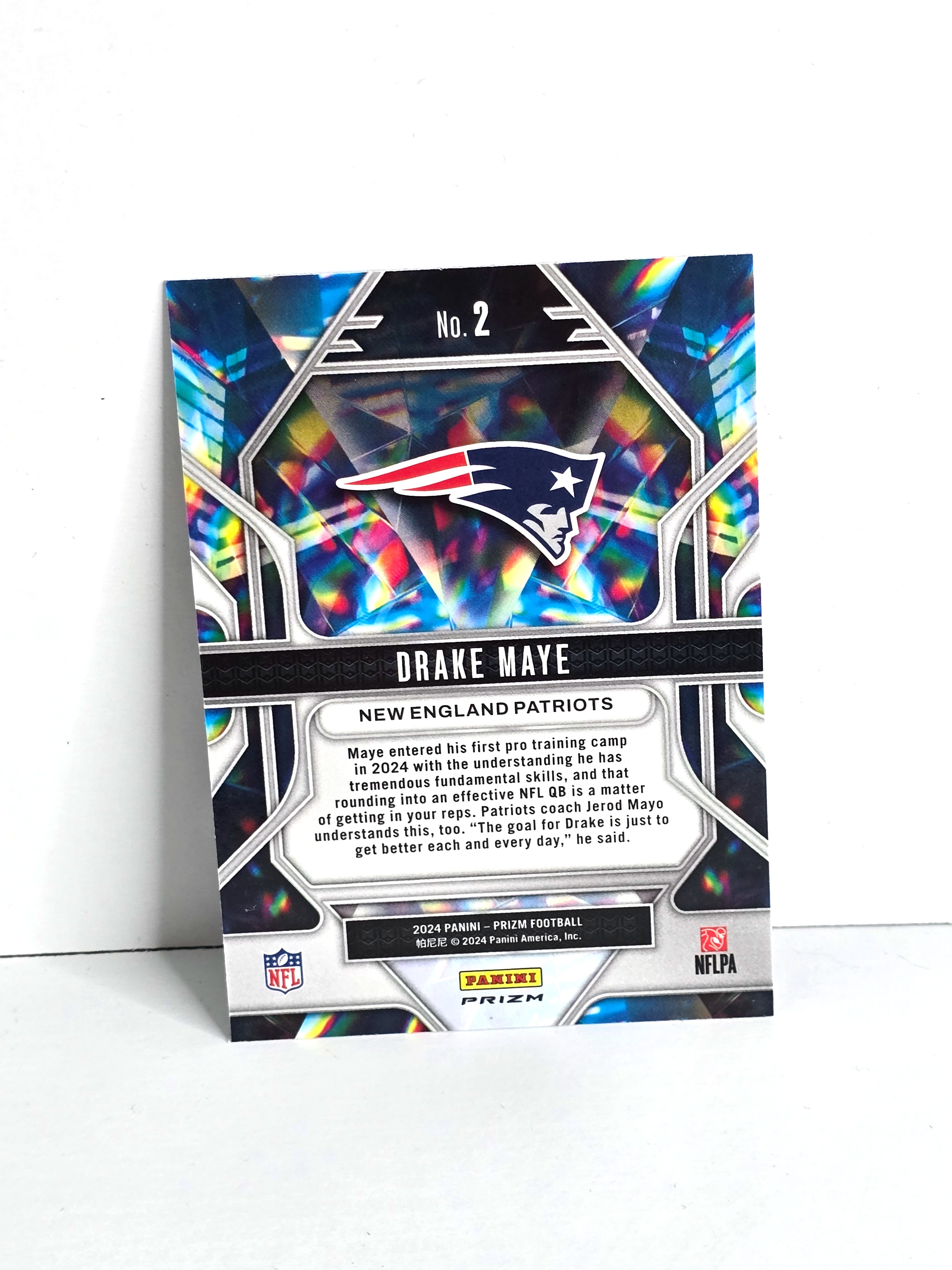 Drake Maye Rookie NFL Football Card 2024 Panini Prizm No. 2