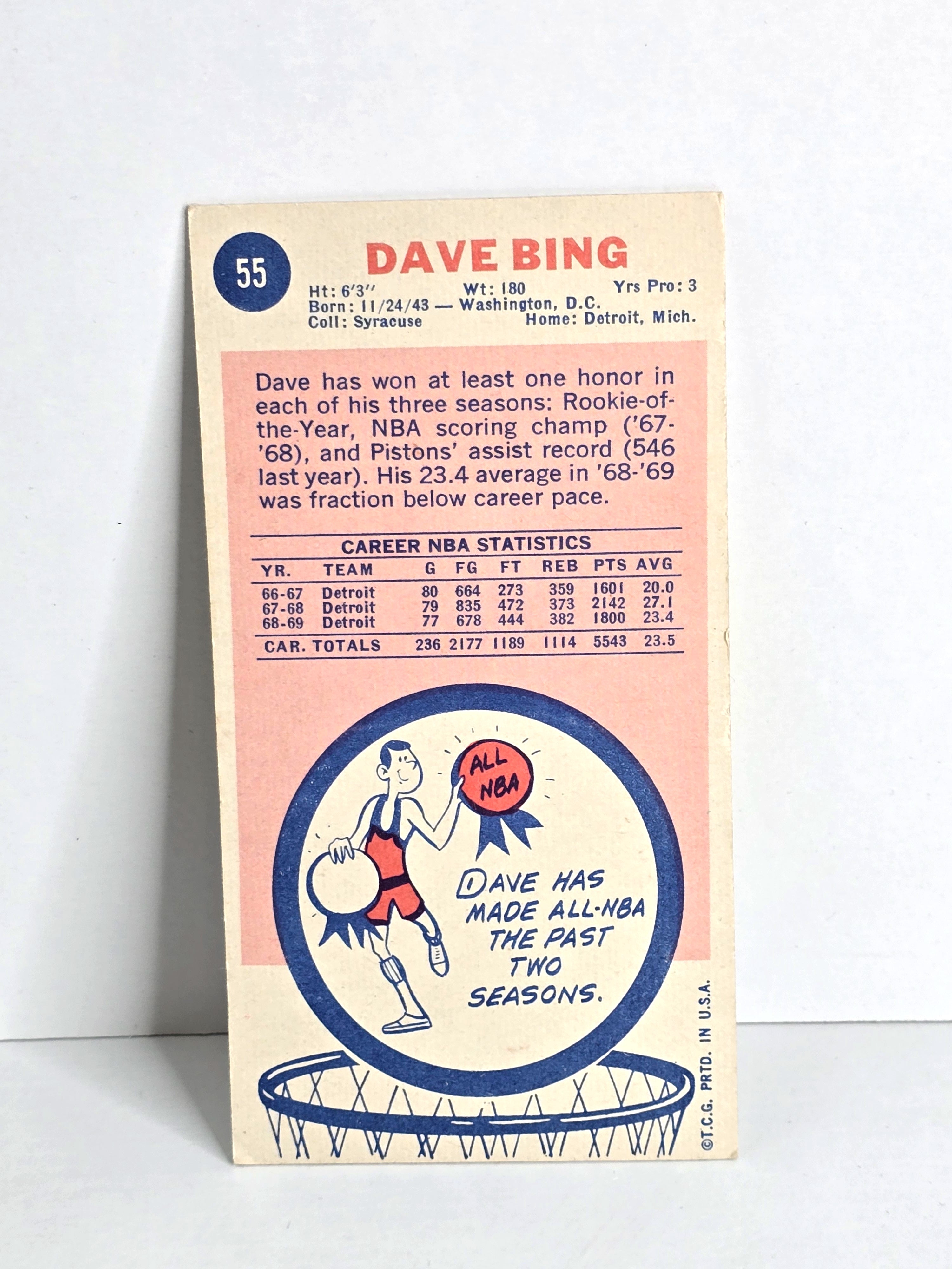 Dave Bing Basketball Card 1969 Topps No. 55