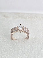 Sterling Silver Ring with Diamond Clusters