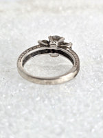 Vintage Sterling Silver Ring Three Diamond Set