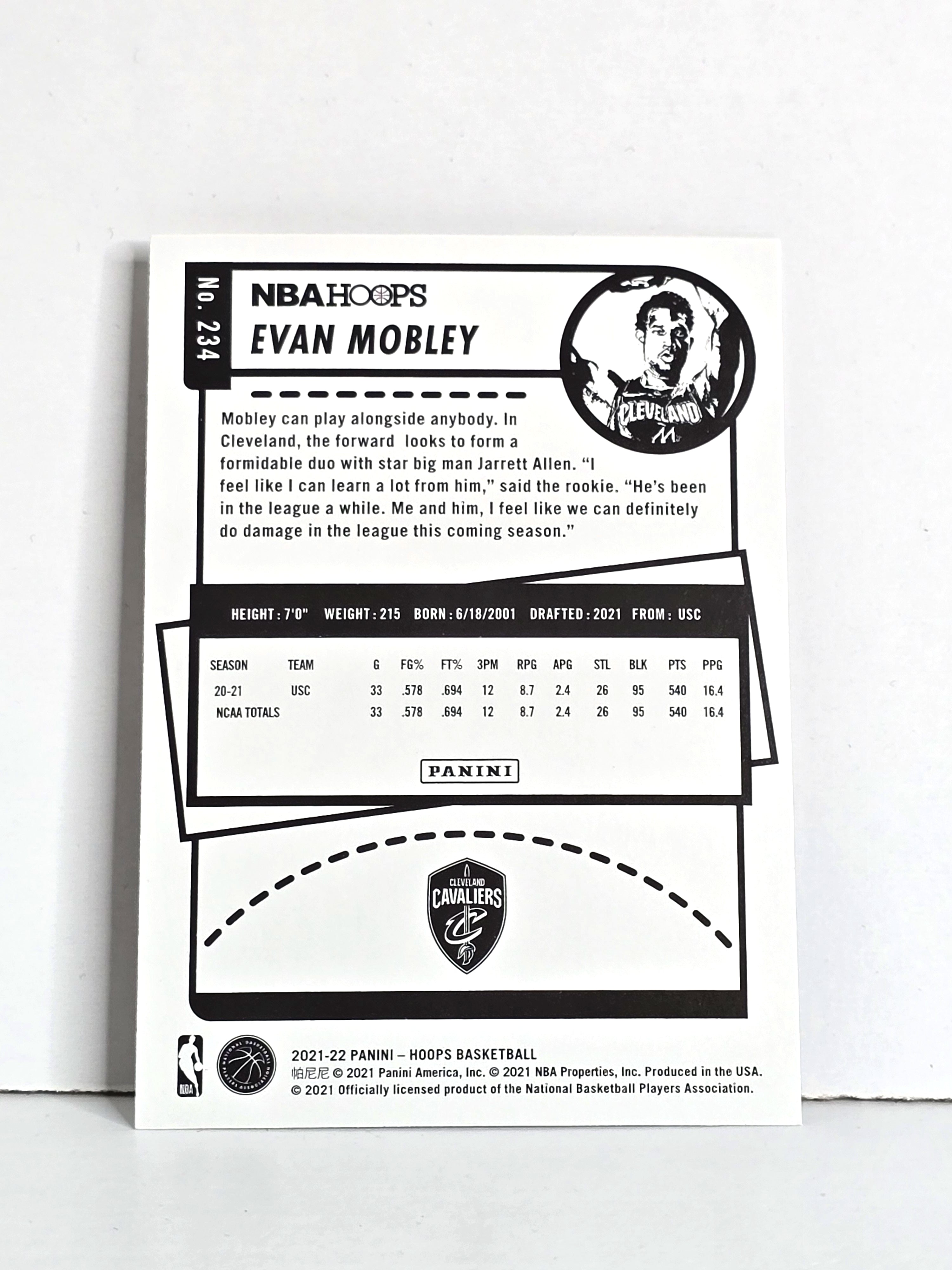 Evan Mobley Rookie NBA Basketball Card 2021 Panini Hoops No. 234