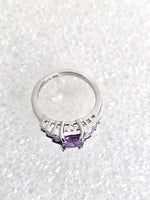 Ring Sterling Silver with Purple Gemstones