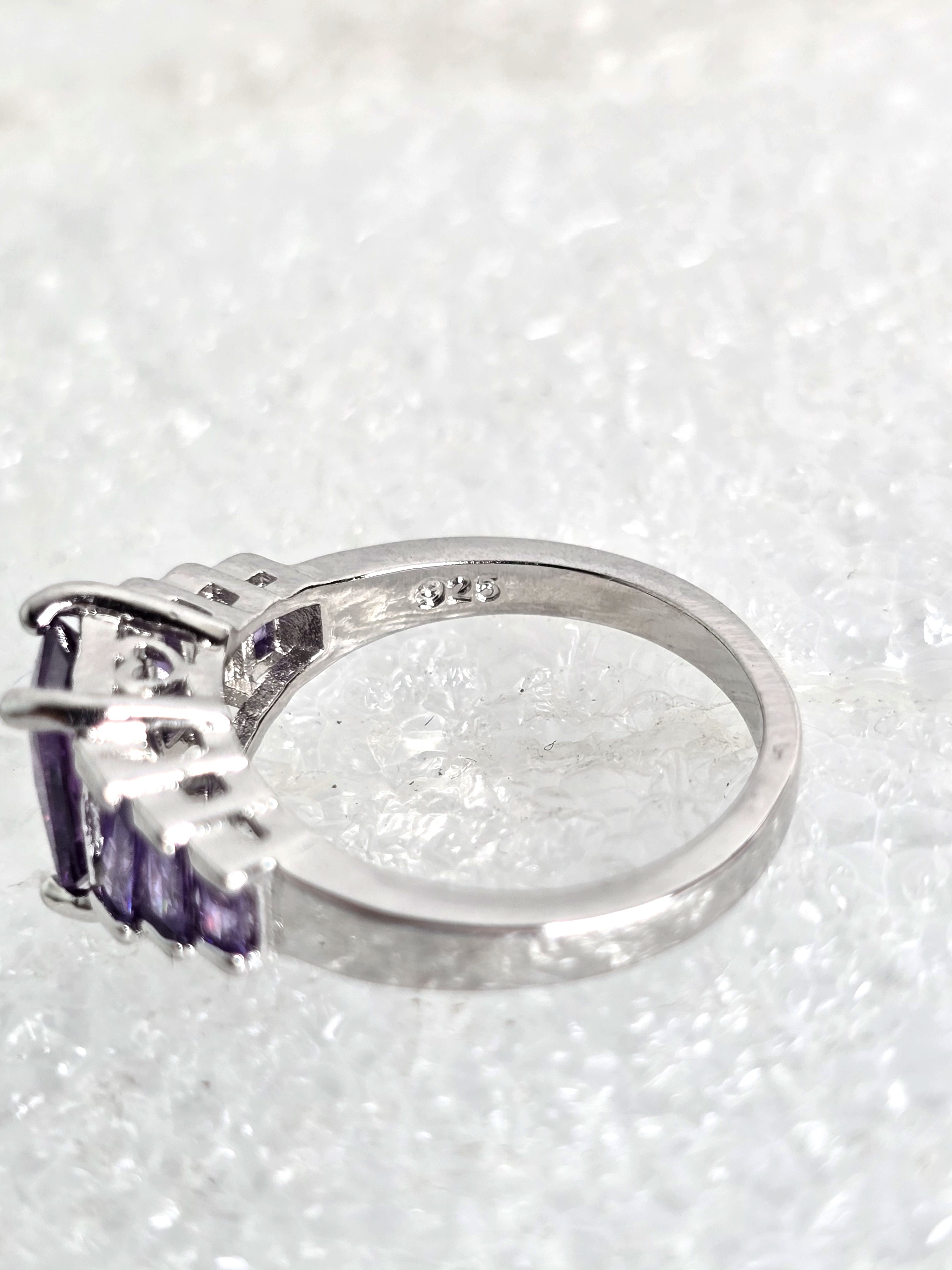 Ring Sterling Silver with Purple Gemstones