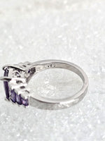 Ring Sterling Silver with Purple Gemstones