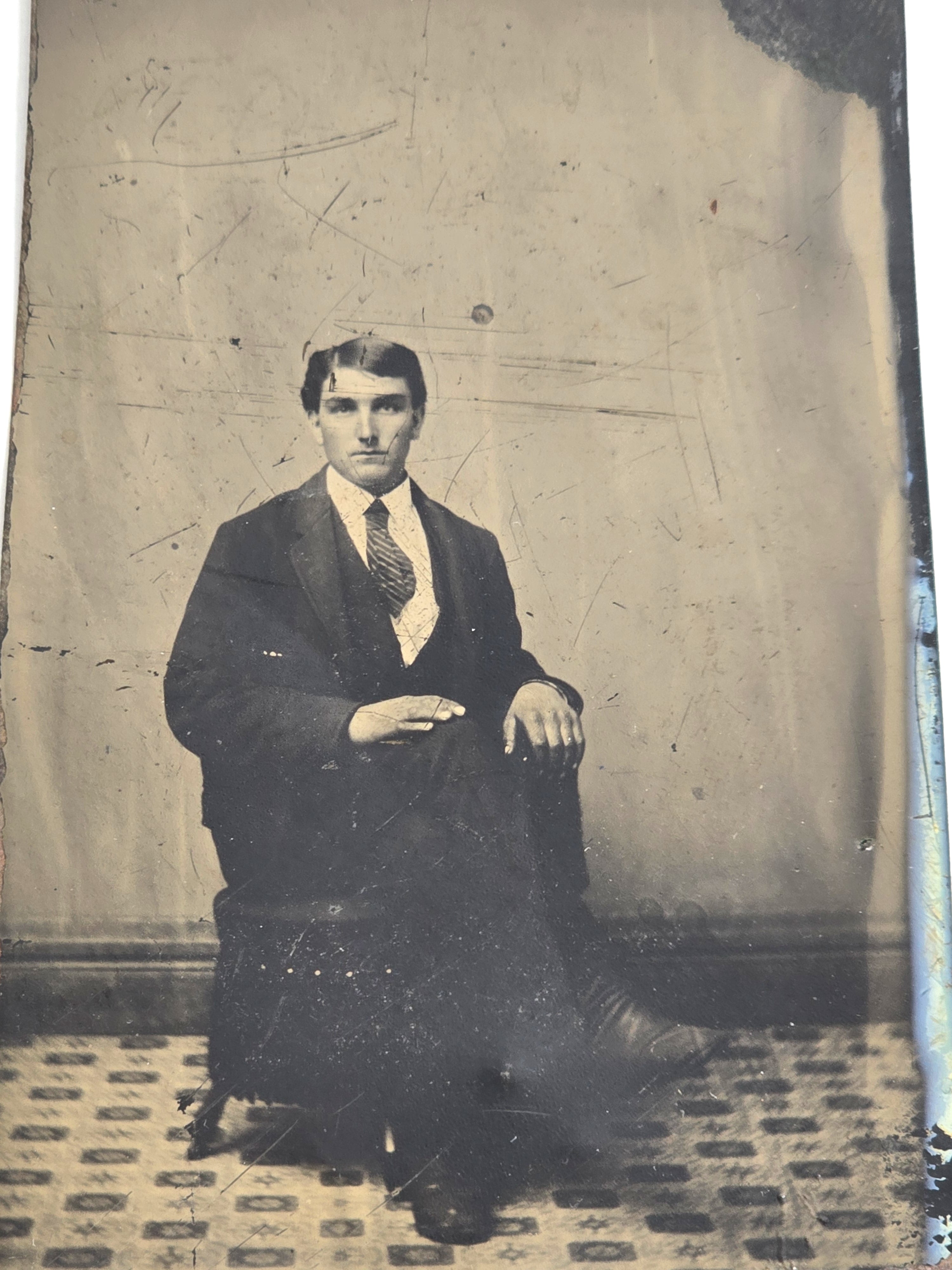 1860 Man in Chair Tintype Picture