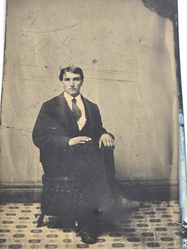 1860 Man in Chair Tintype Picture
