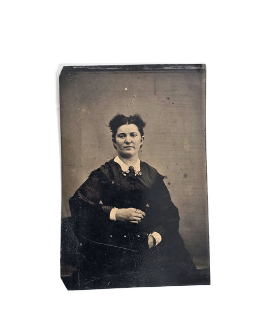 1860 Woman in Formal Apparel Tintype Picture