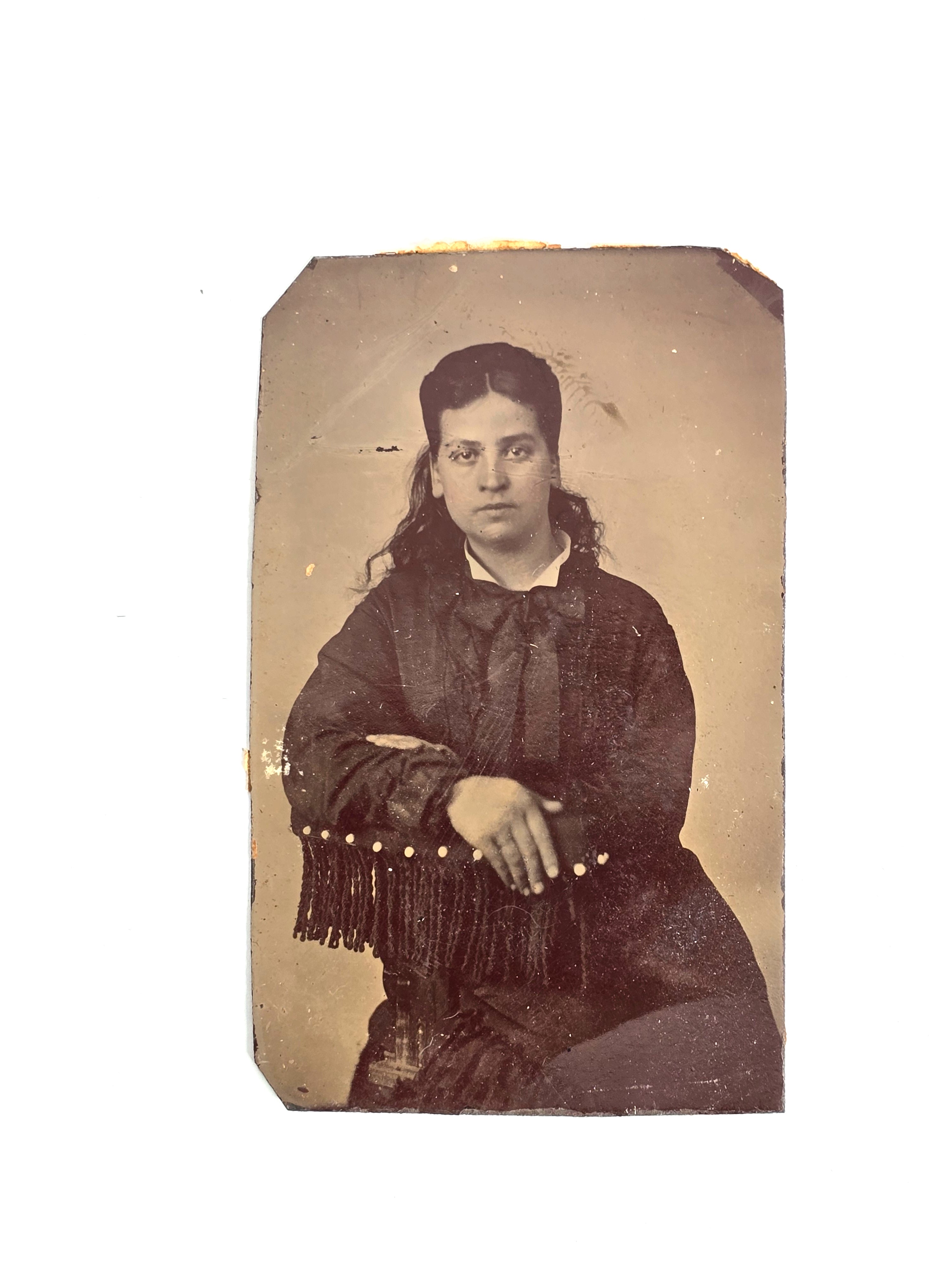 1860 Woman in Apparel Portrait Tintype