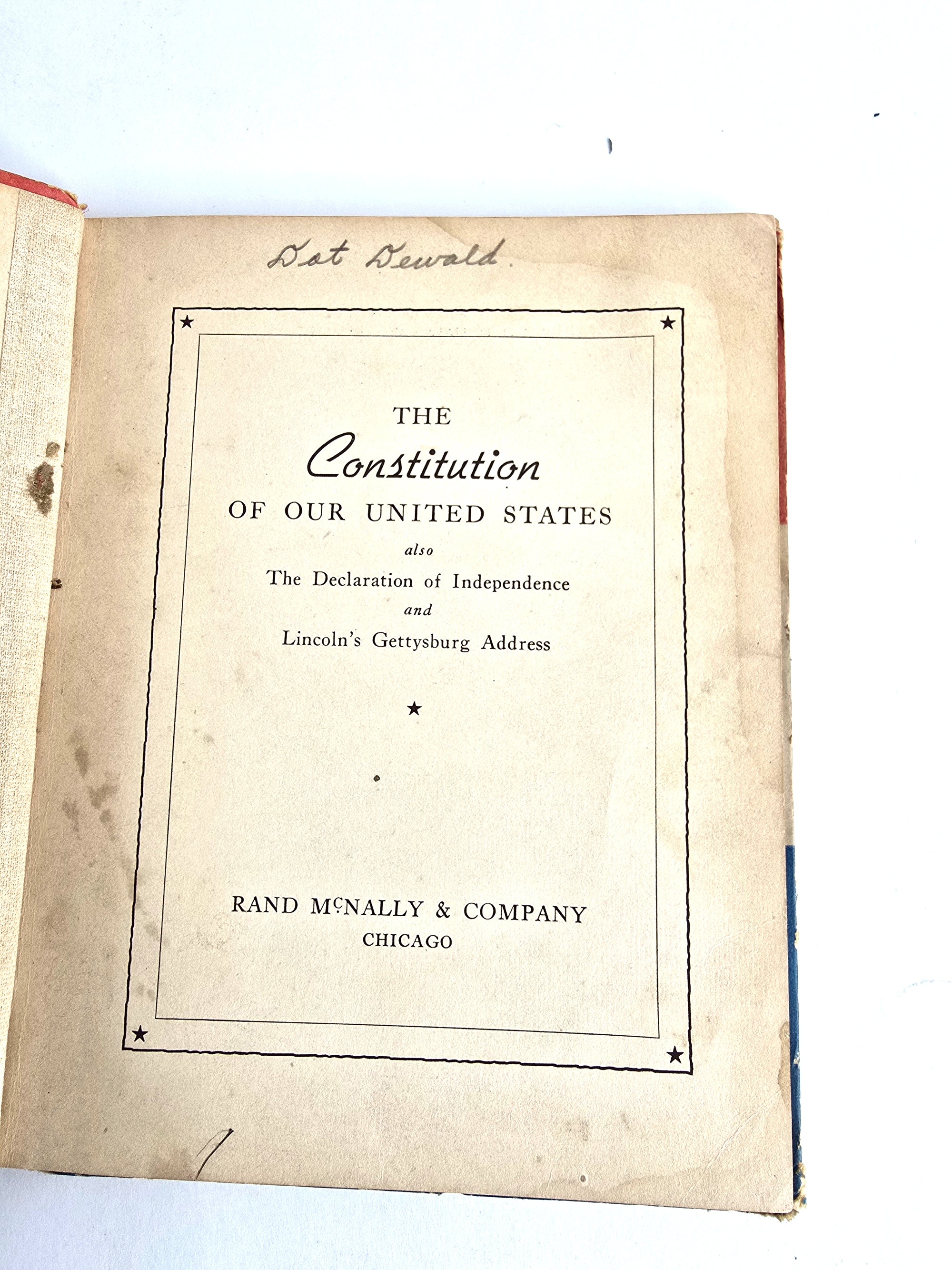 The Constitution of Our United States Published 1936 Rand McNally