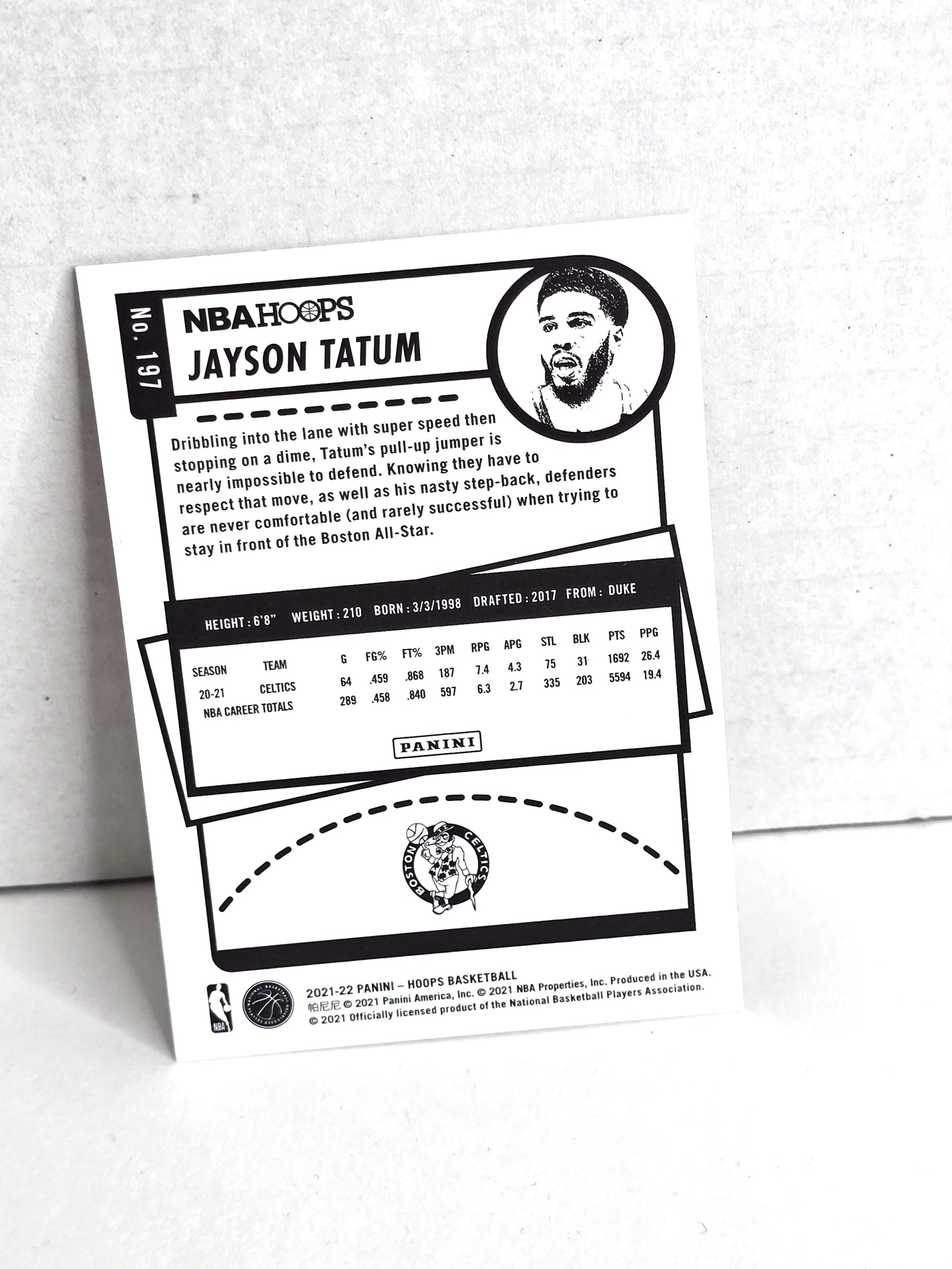 Jayson Tatum Boston Celtics Basketball Card 2021-22 Panini No. 197