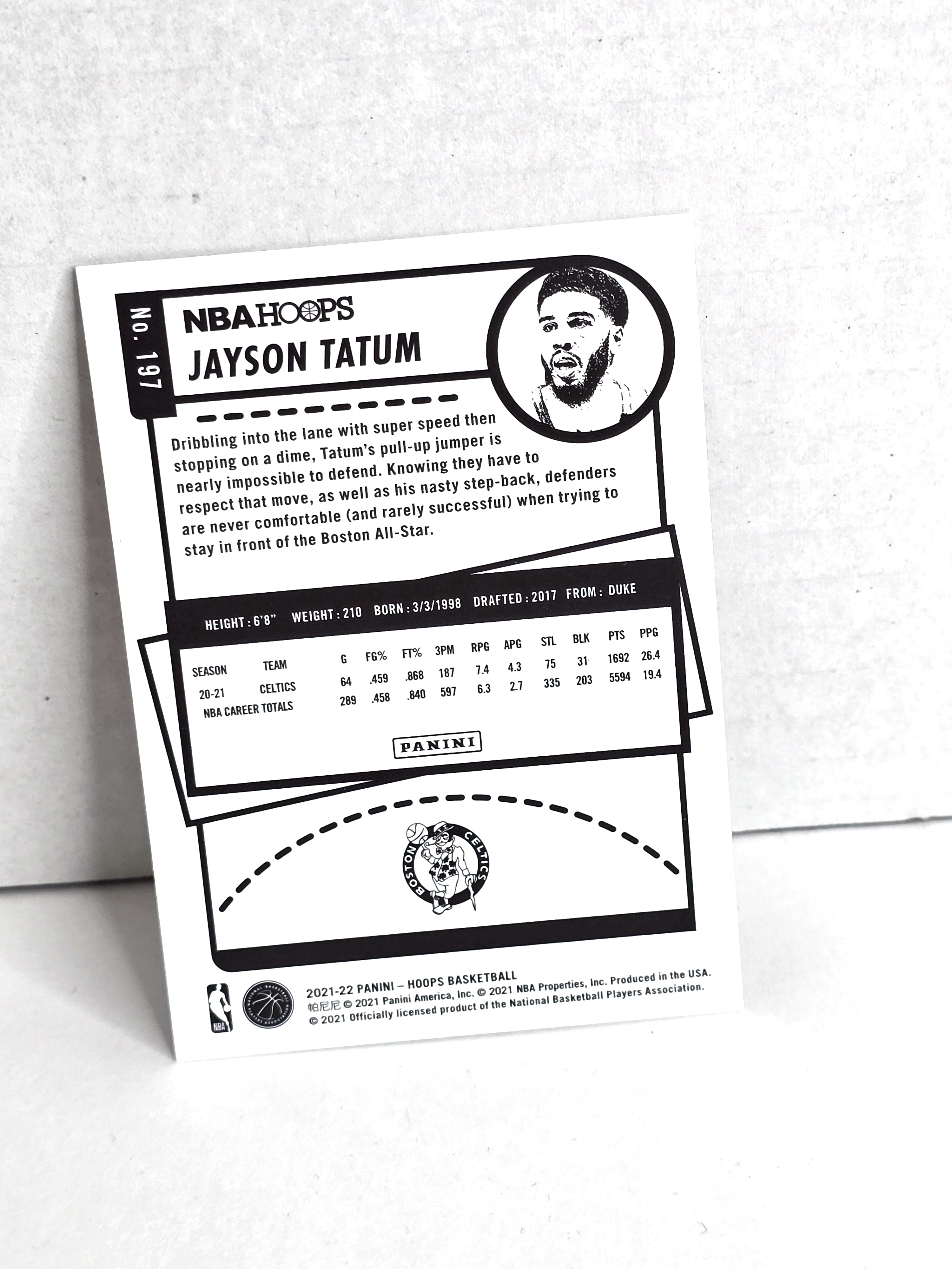 Jayson Tatum Boston Celtics Basketball Card 2021-22 Panini No. 197