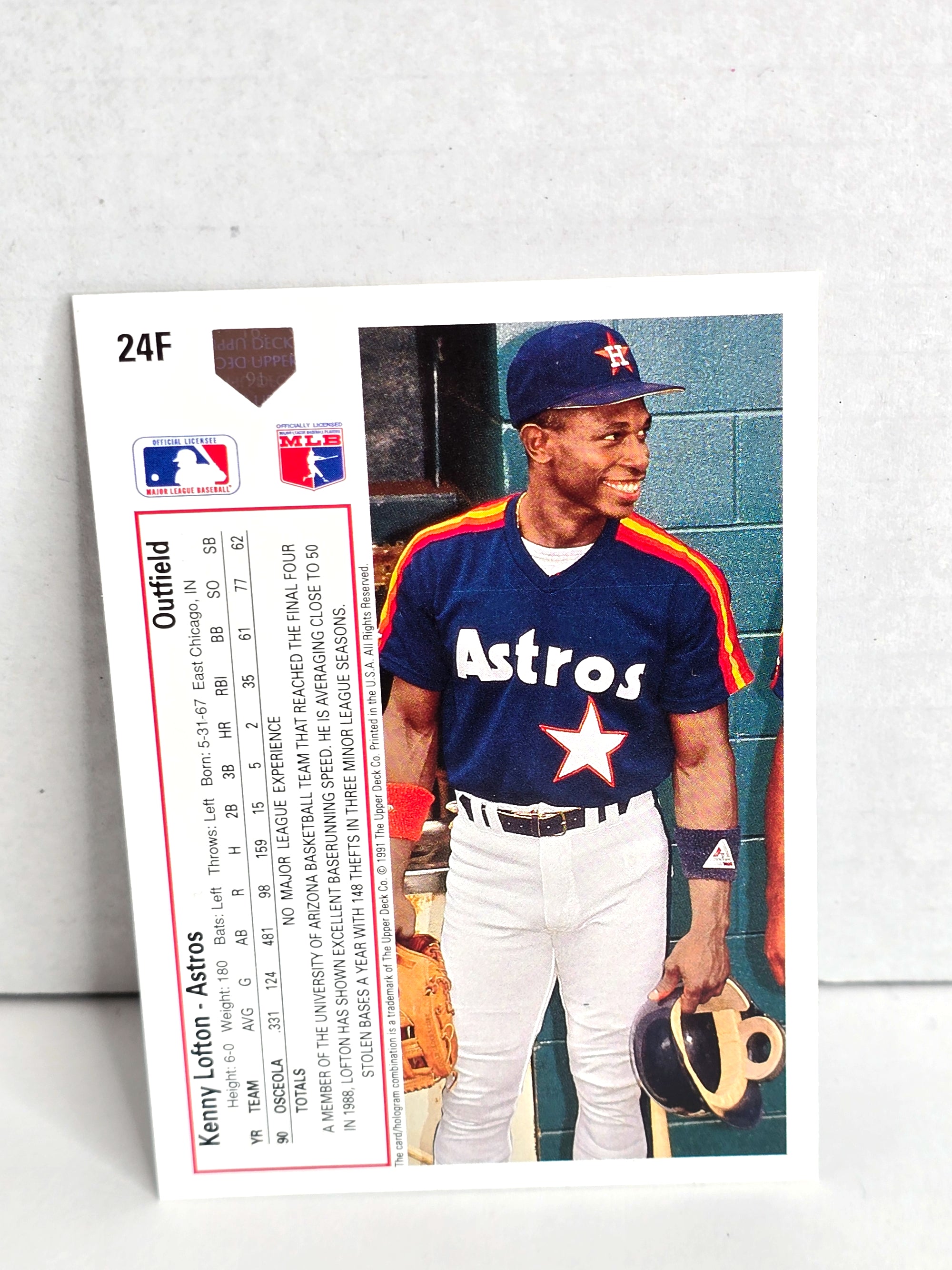 Kenny Lofton Astros Baseball Card 1991 Upper Deck No. 24F