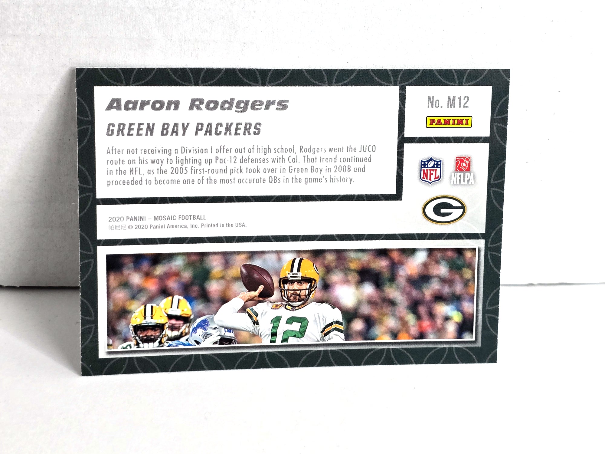 Aaron Rodgers Packers Football Card 2020 Panini Mosaic No. M12