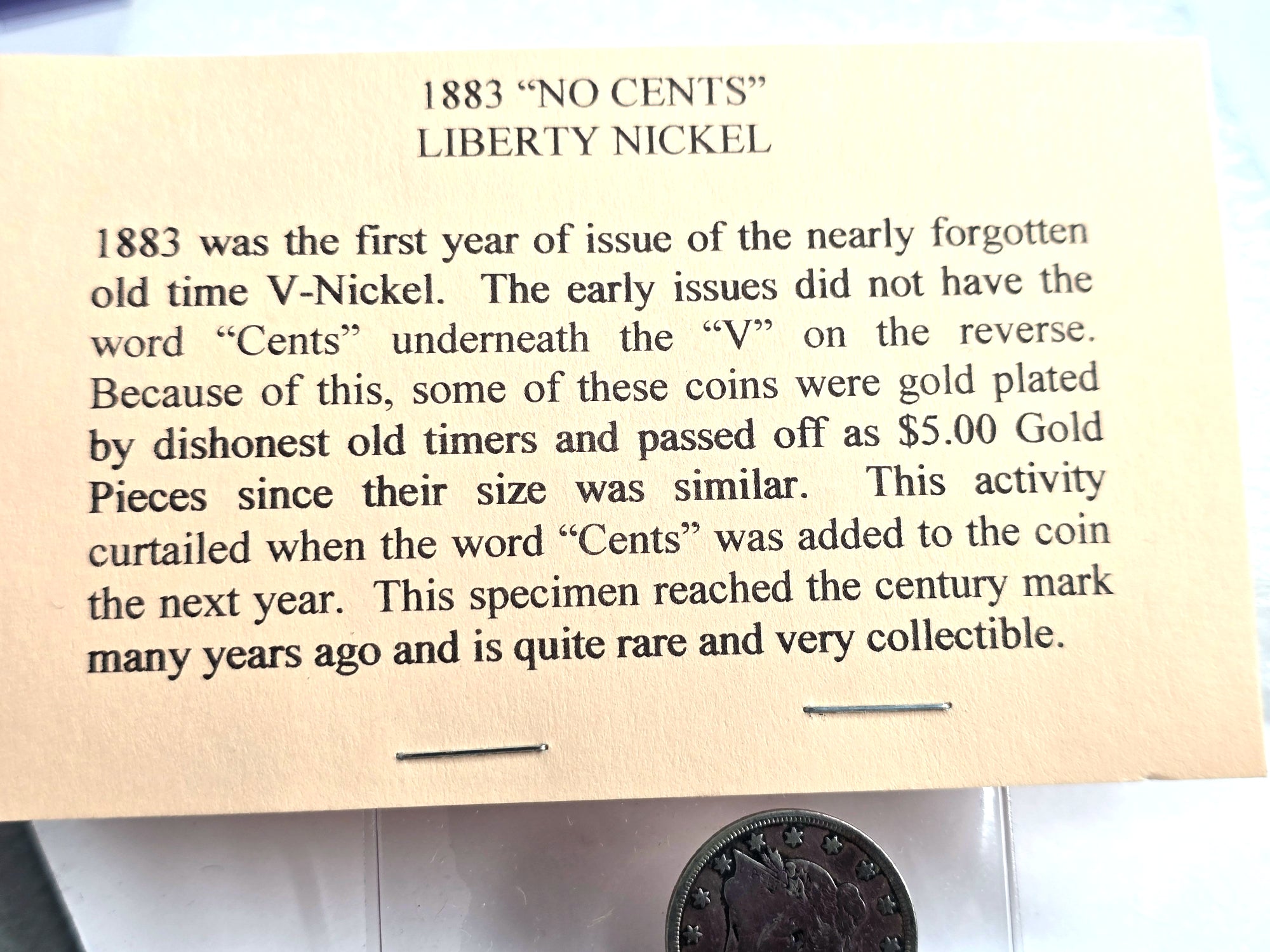 1883 No Cents Liberty Nickel