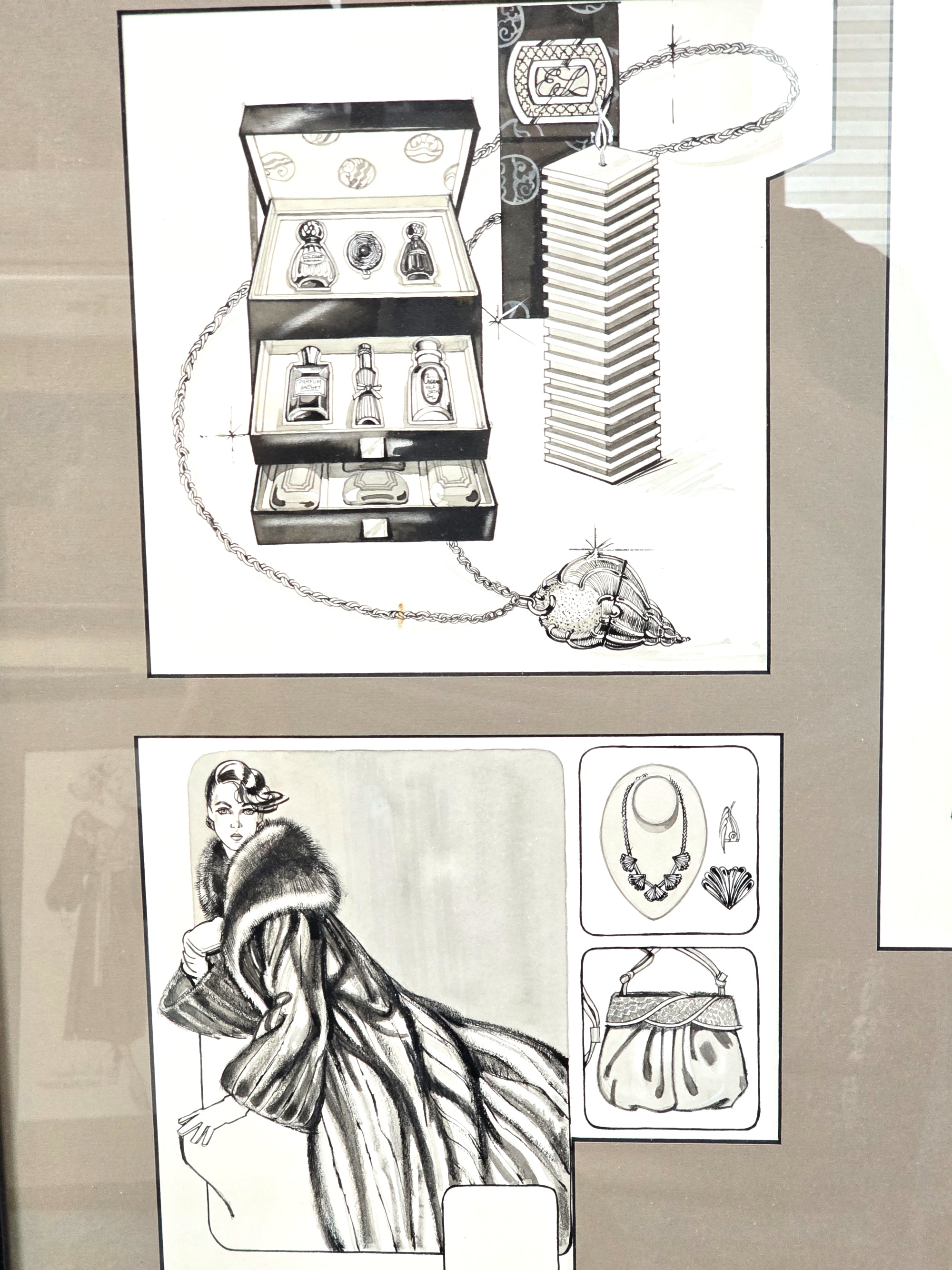 Fashion Montage Art Ink Wash Illustration