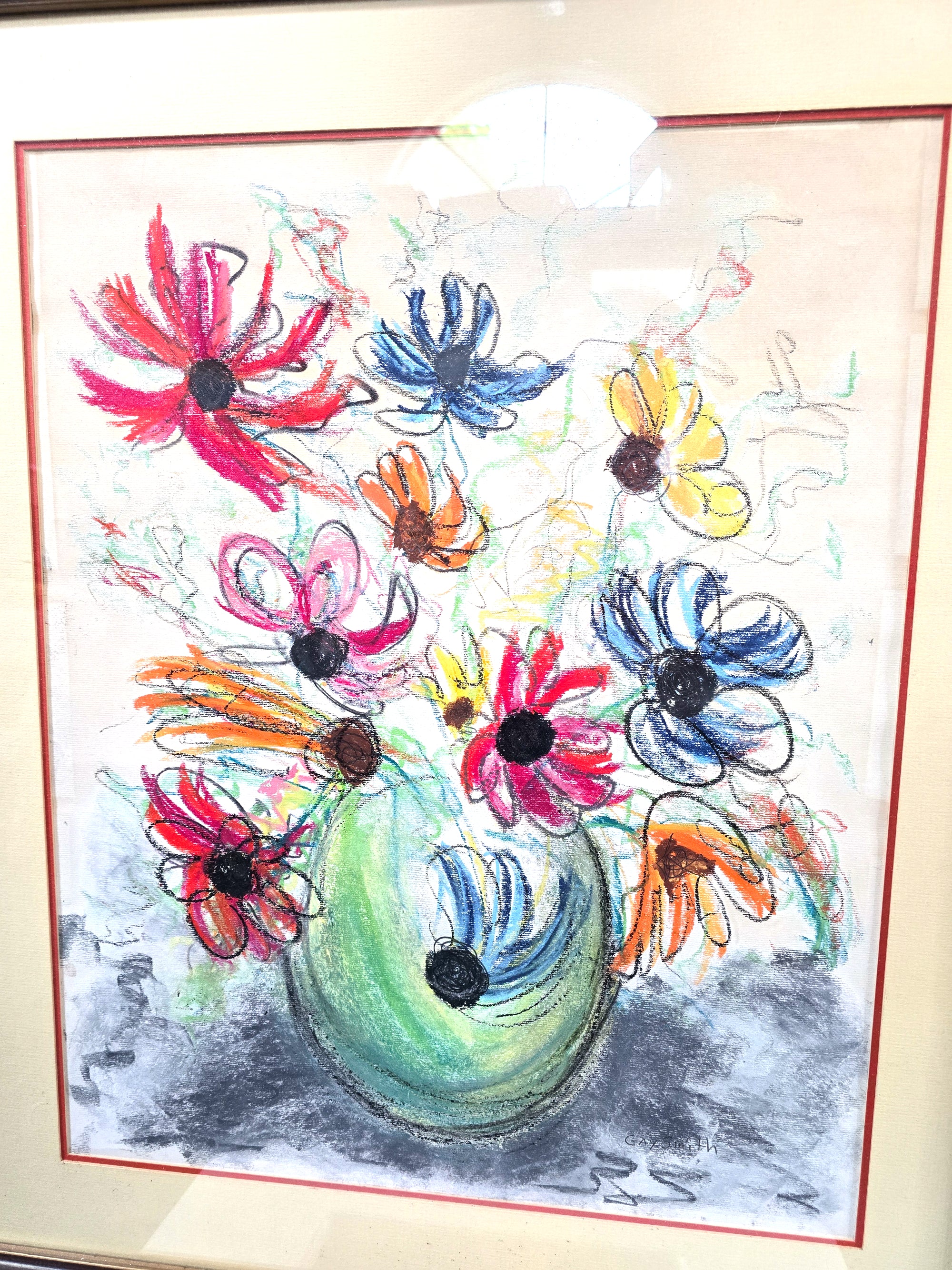 Flower Blooming Vase Painting Signed by Gay Smith