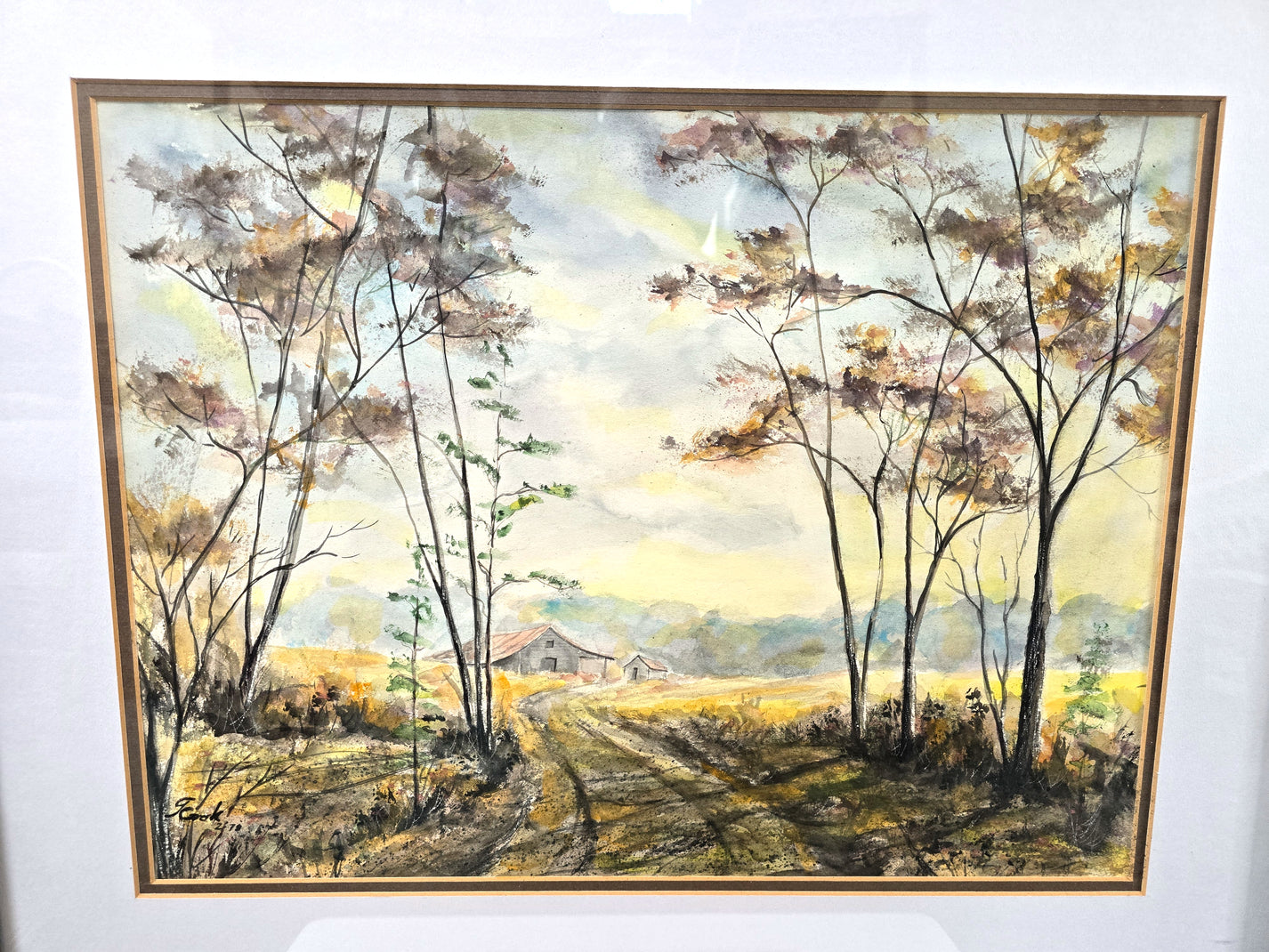 Country Road Vintage Painting Original Art Decor