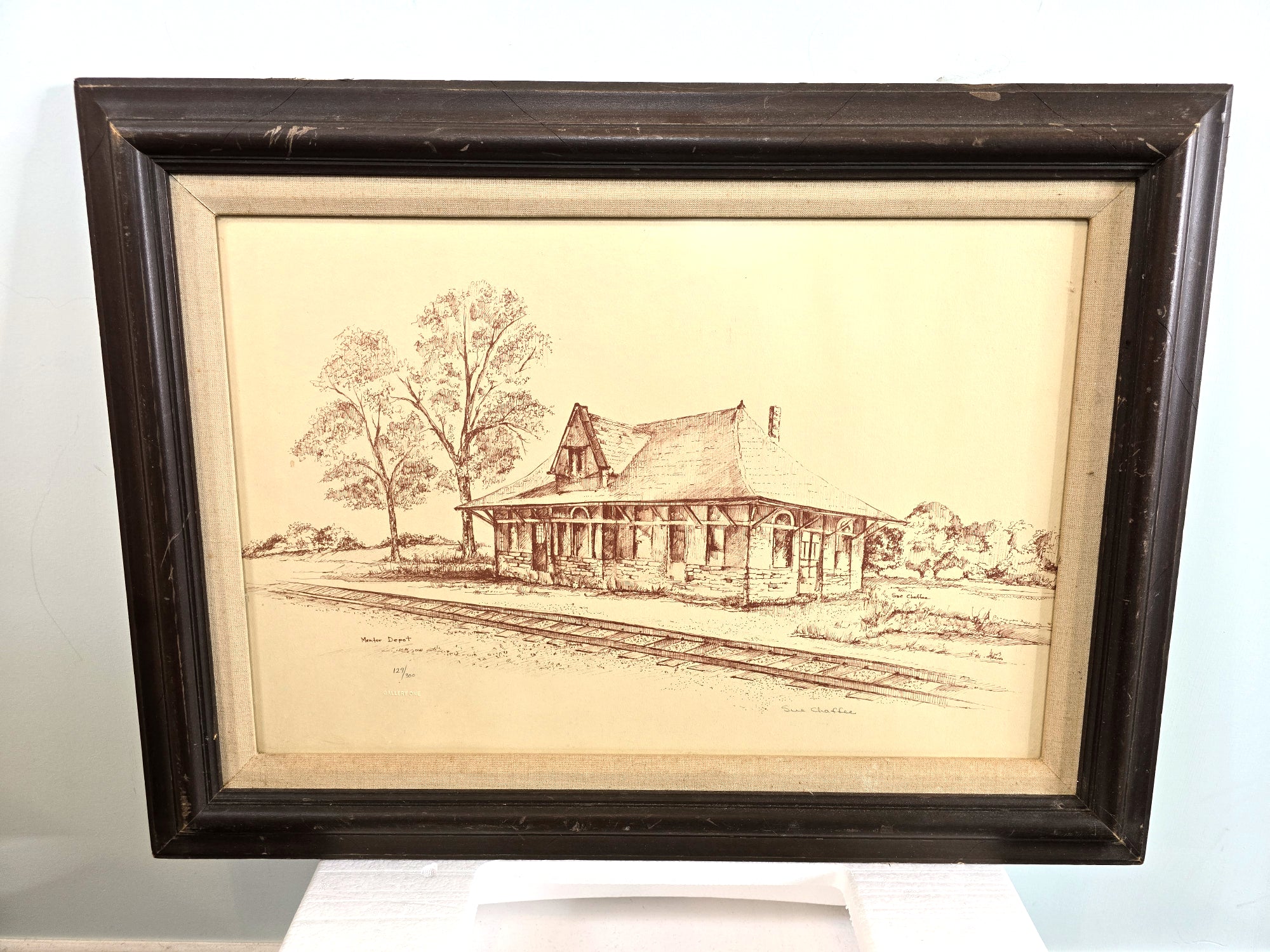 Old Mentor Depot in Ohio Signed by Artist, Sue Chaffee
