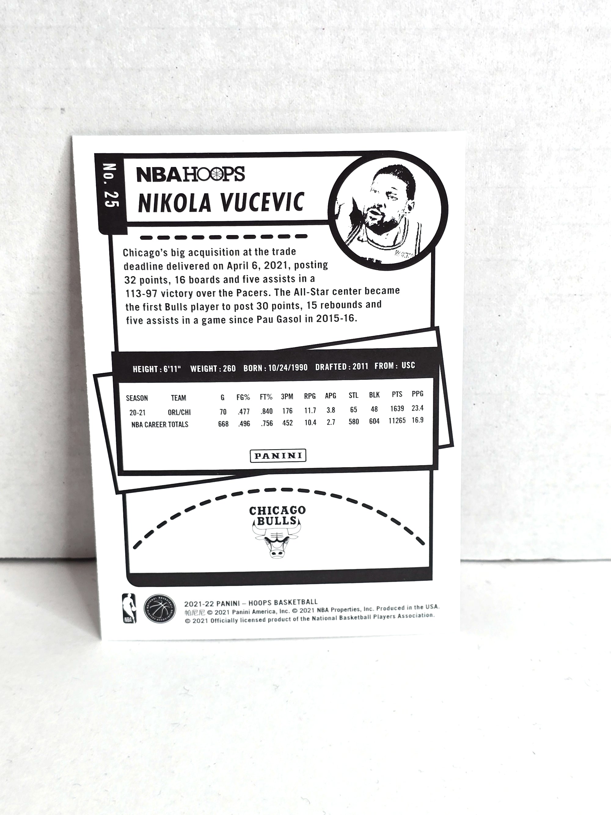 Nikola Vucevic Basketball Card 2021 Panini Hoops No. 25