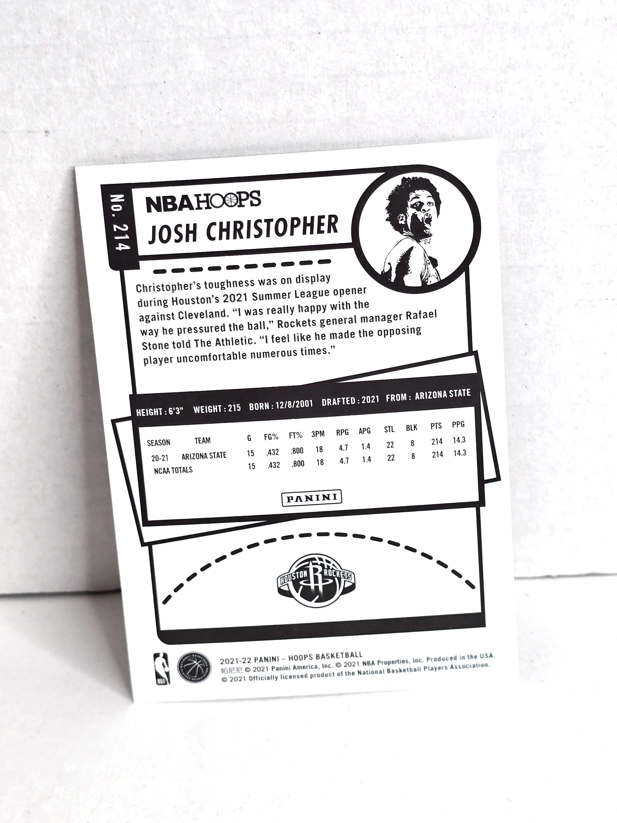 Josh Christopher Basketball Card 2021 NBA Hoops No. 214