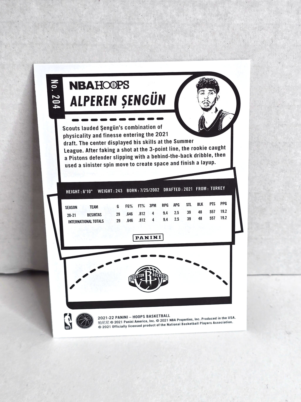 Alperen Segun Basketball Card 2021 Panini Hoops No. 204
