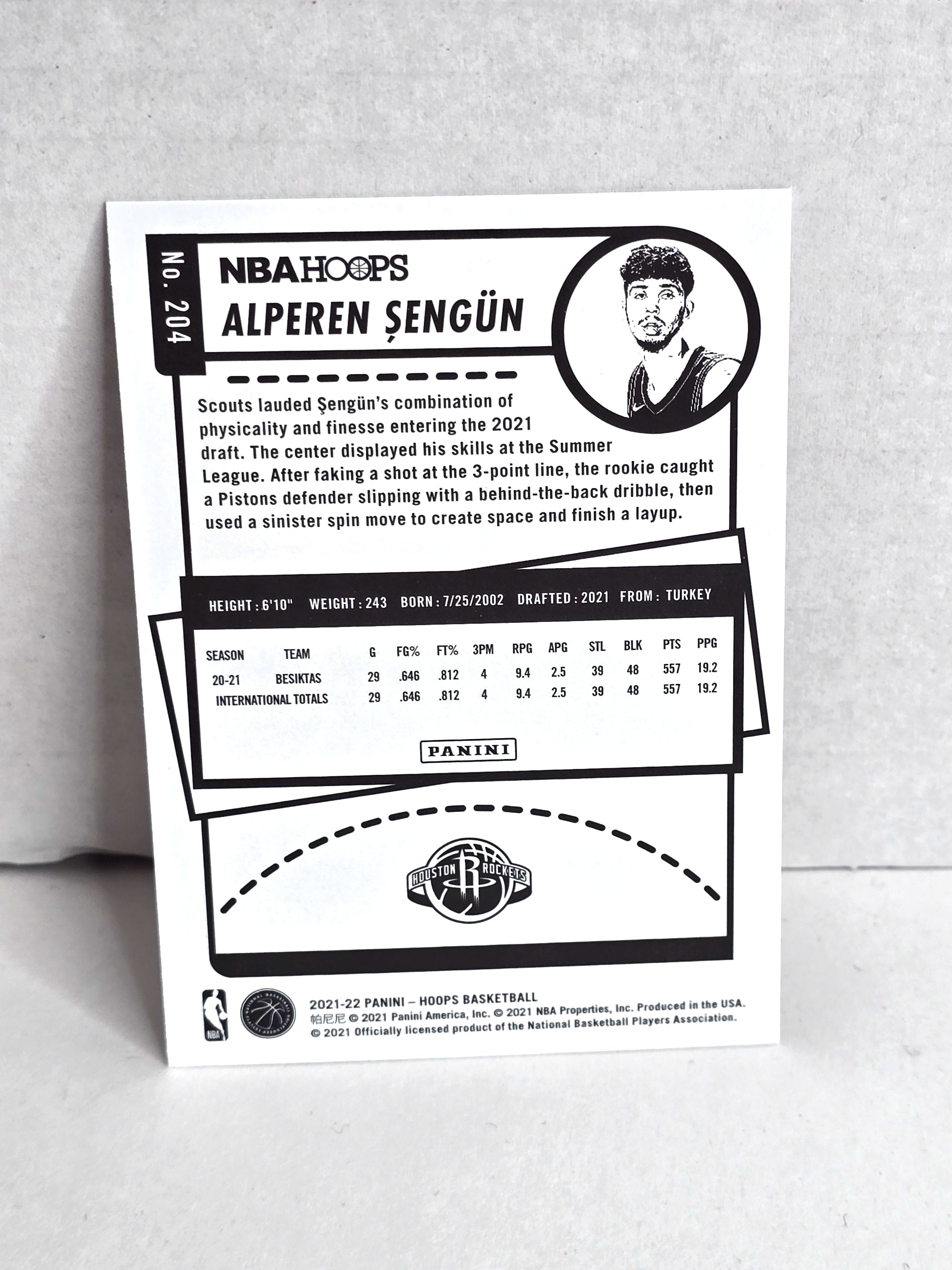 Alperen Segun Basketball Card 2021 Panini Hoops No. 204