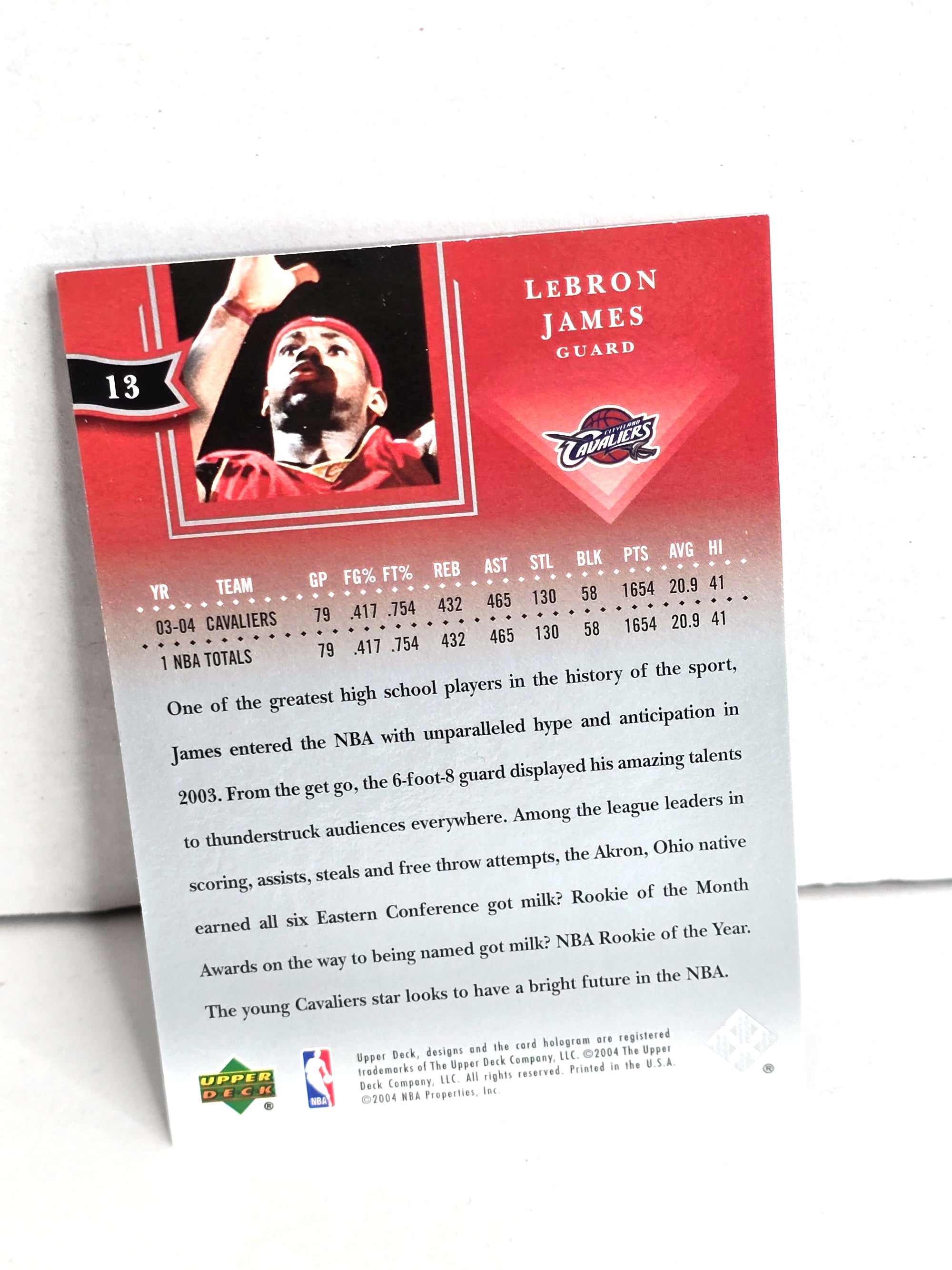 LeBron James NBA Basketball Card 2004 Upper Deck No. 13