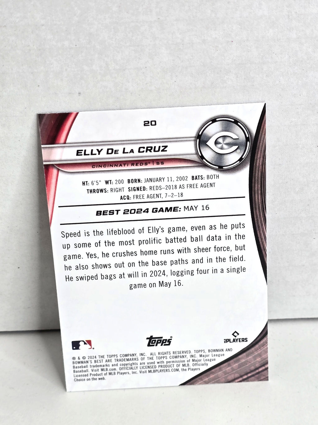 Elly De La Cruz MLB Baseball Card 2024 Topps No. 20