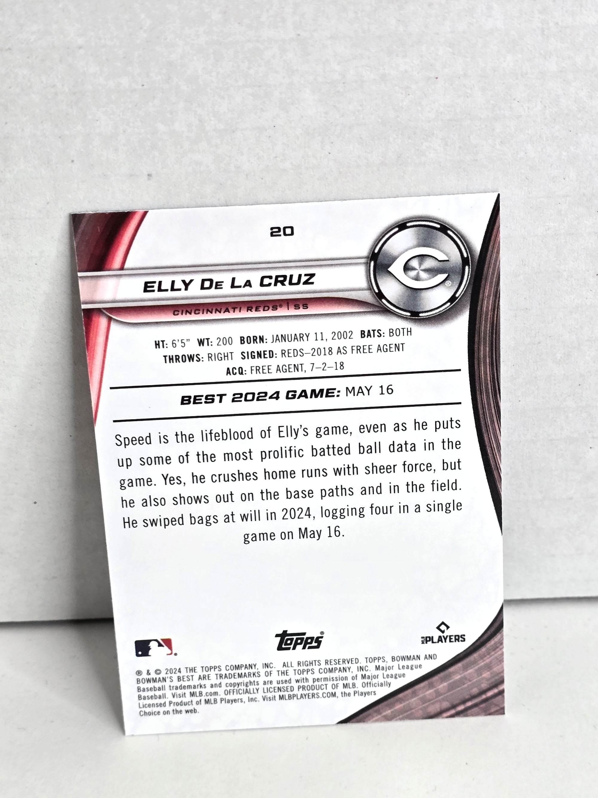 Elly De La Cruz MLB Baseball Card 2024 Topps No. 20