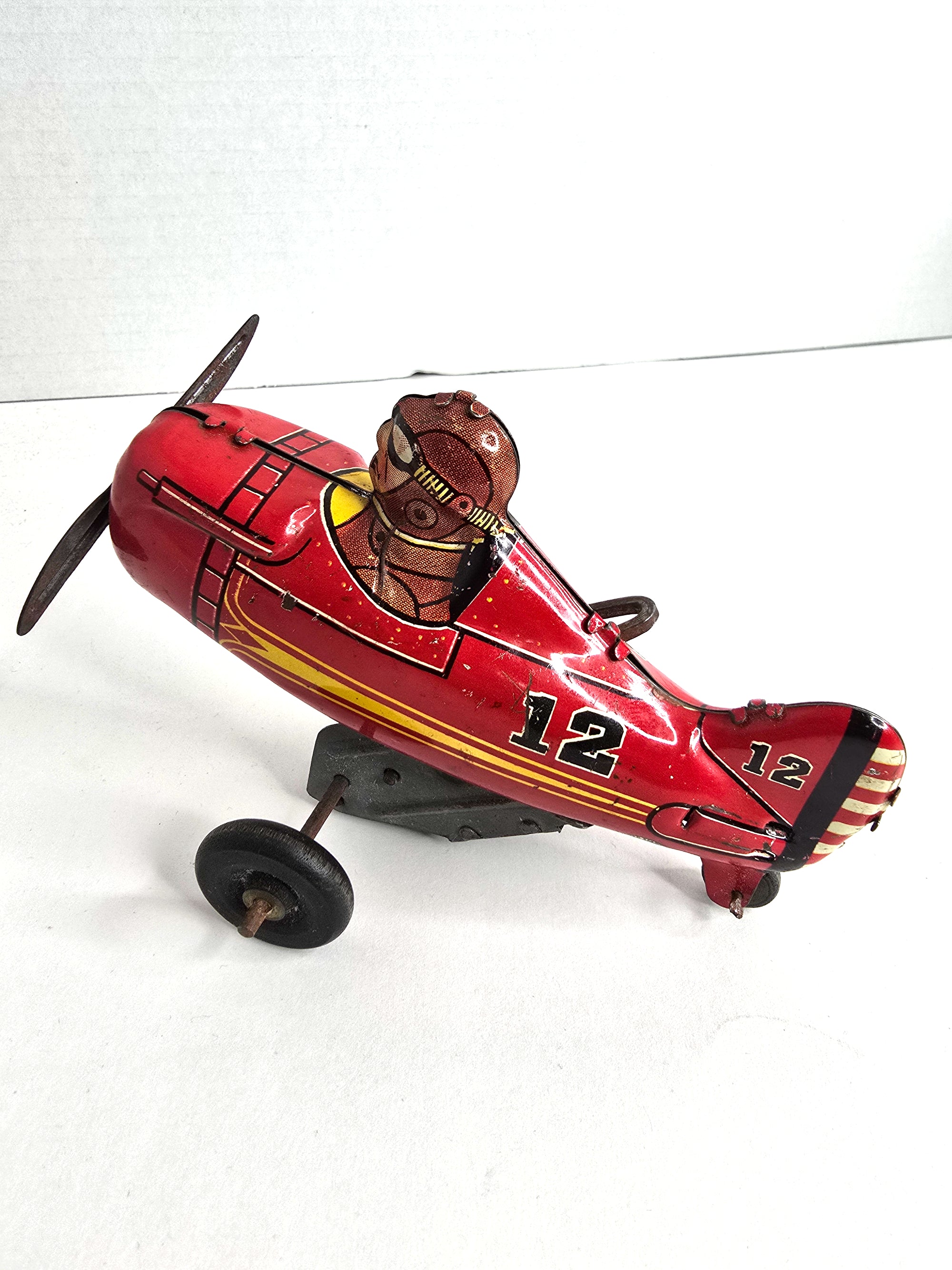 1930s Vintage Marx Litho Wind-up Toy Airplane