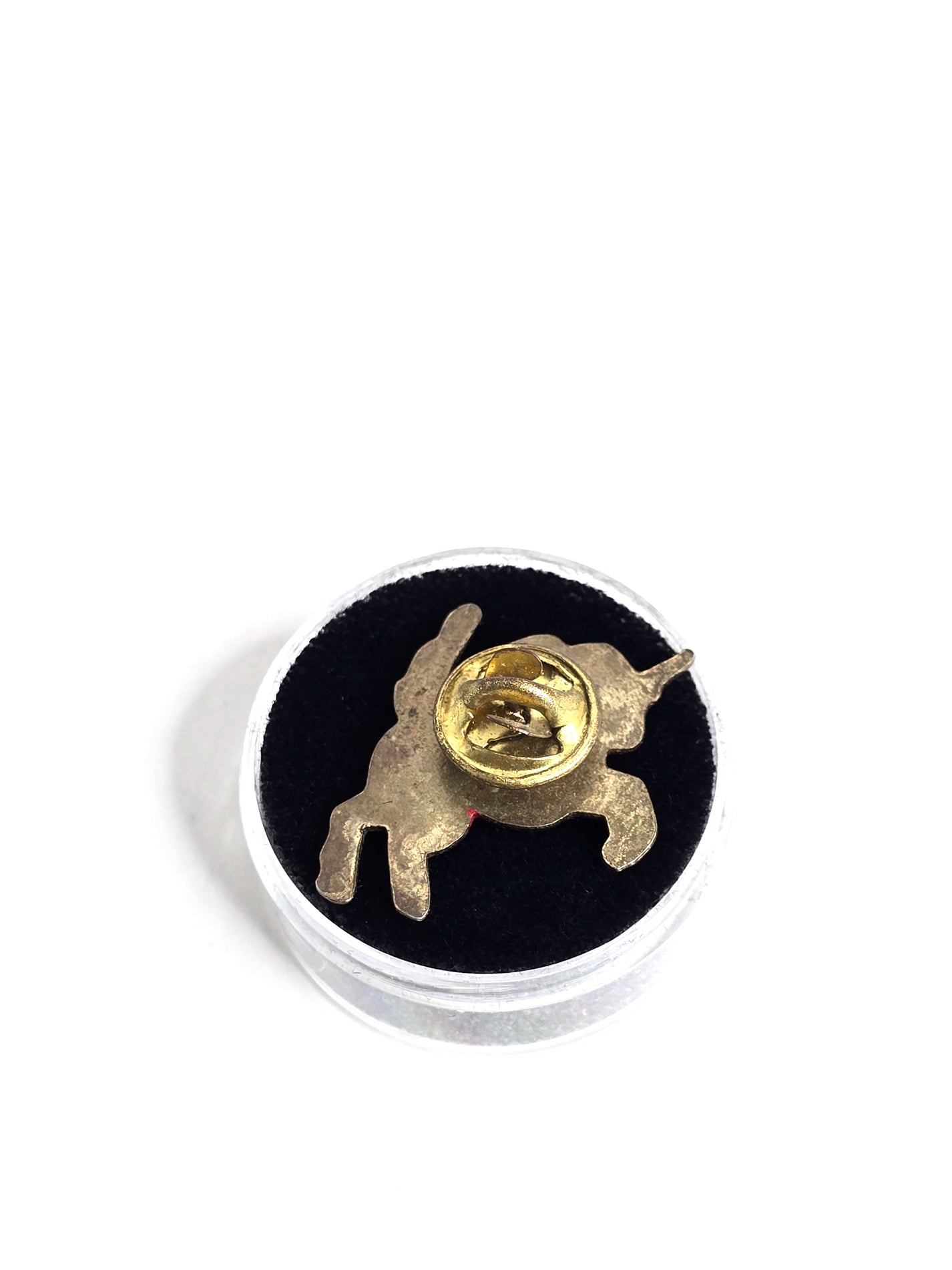 Vintage Gold-Tone Red Enamel Rearing Unicorn Lapel Pin