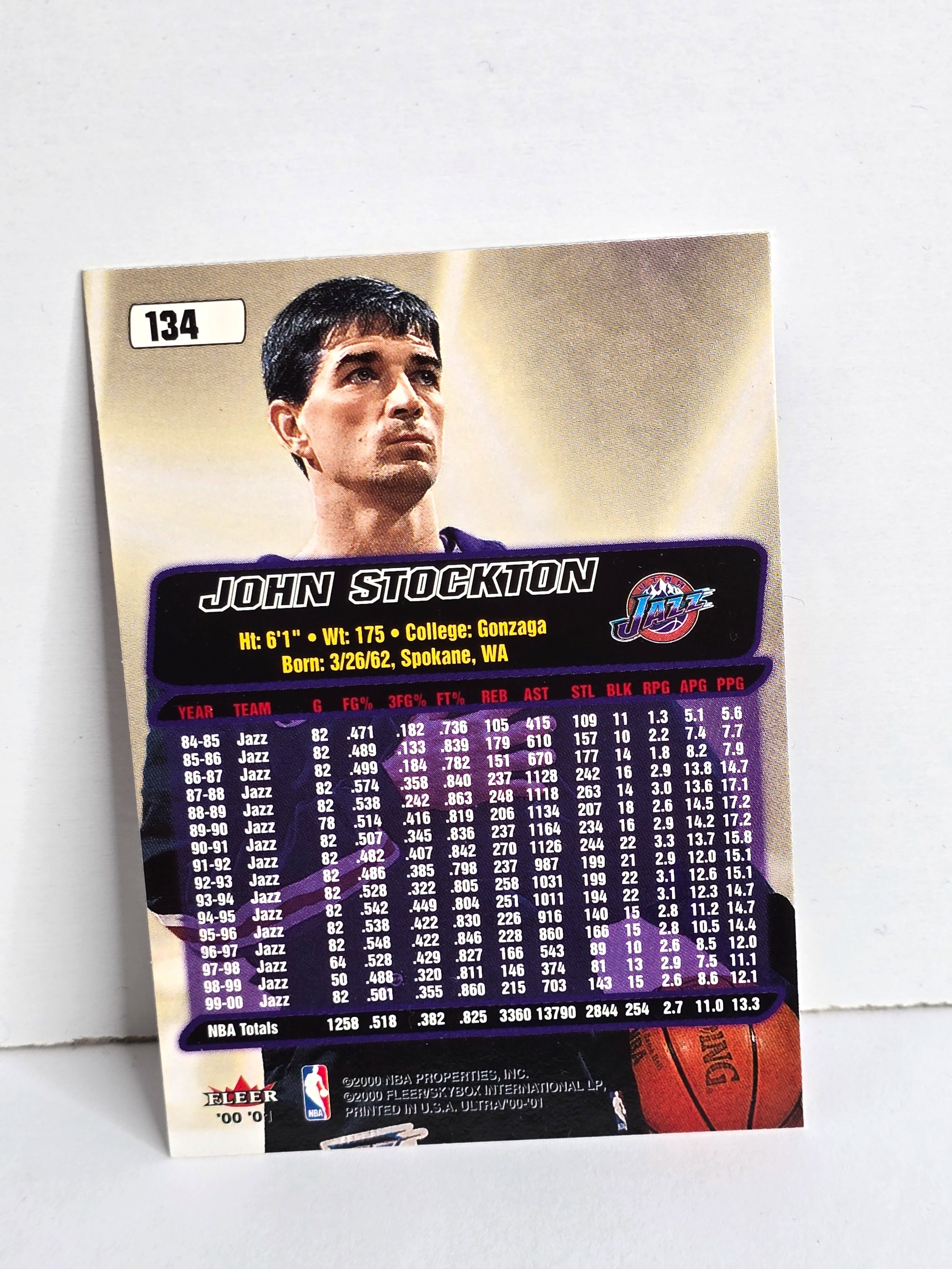 John Stockton NBA Basketball Card 2000 Fleer No. 134