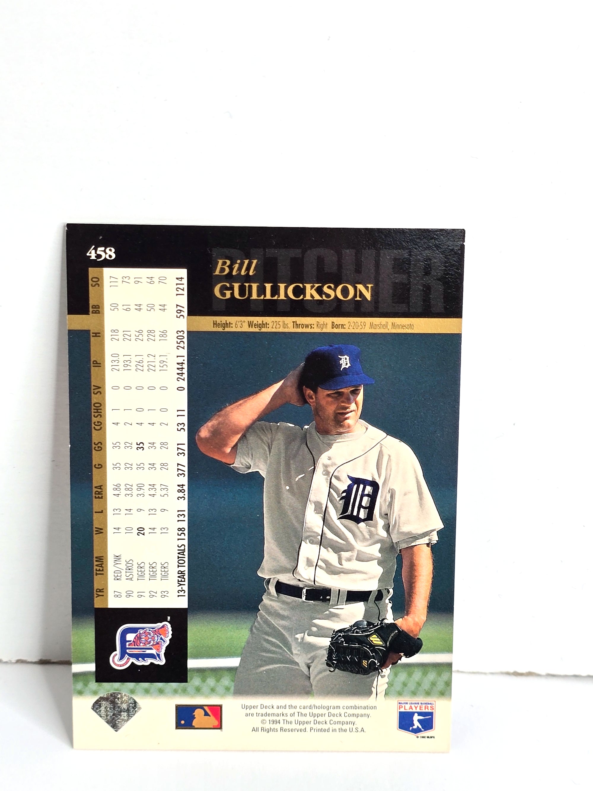 Bill Gullickson Baseball Card 1994 Upper Deck No. 458