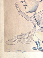 Militaria WW II Collectible 1943 Sketch Art Signed - Extremely Rare
