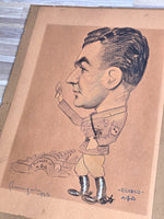 Militaria WW II Collectible 1943 Sketch Art Signed - Extremely Rare