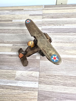 1930s Tin Toy Single Prop Airplane United States Army Air Corps (USAAC)