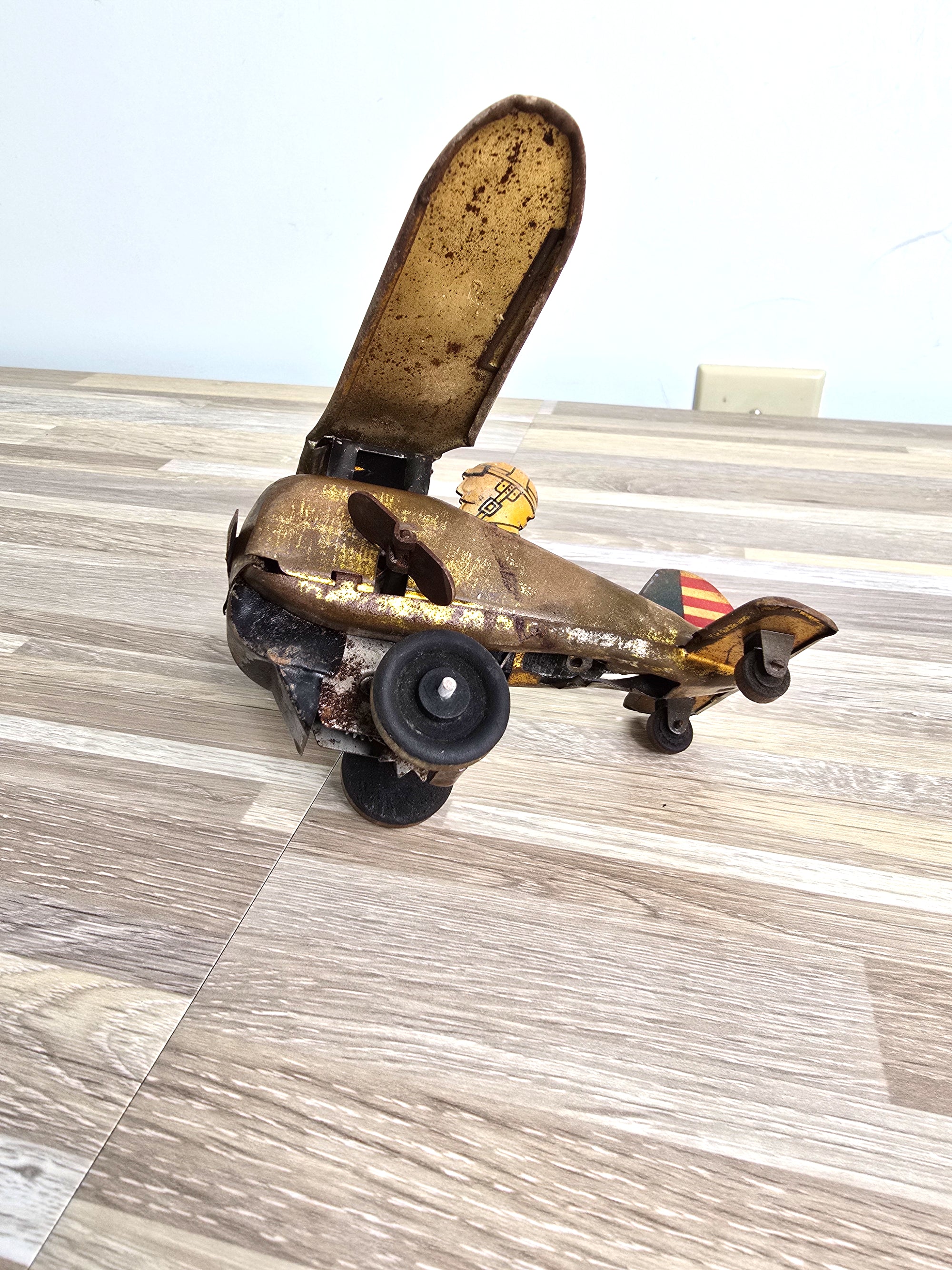 1930s Tin Toy Single Prop Airplane United States Army Air Corps (USAAC)