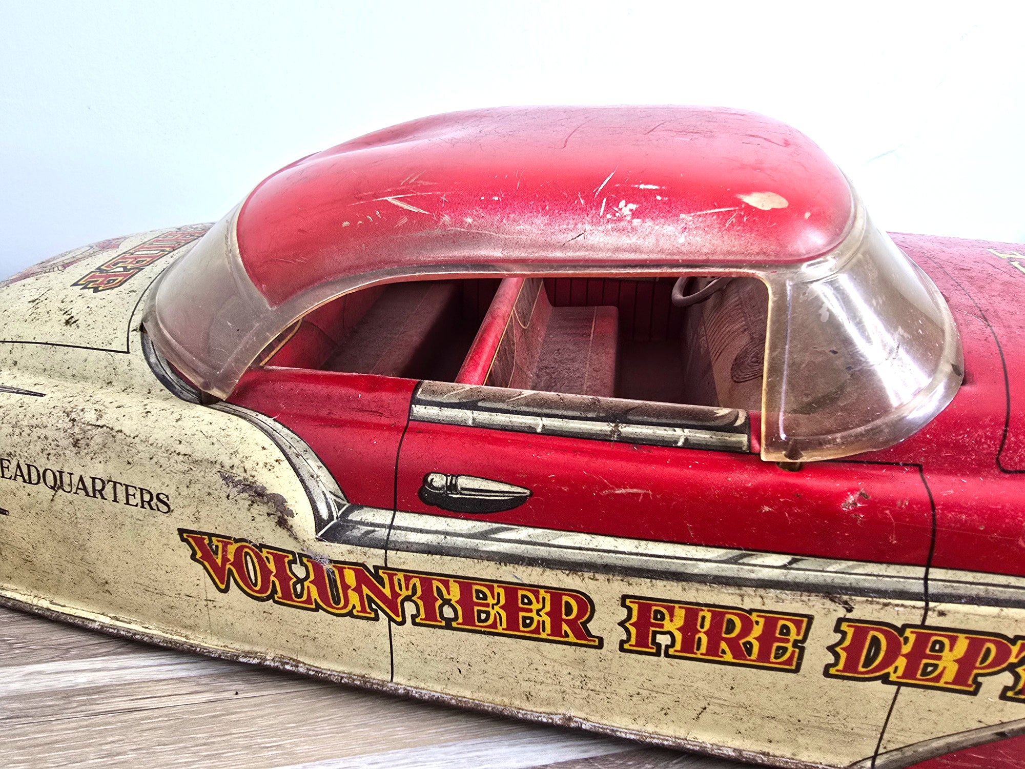 1950s Marx Tin Toy Fire Chief 18" Vintage Collectible