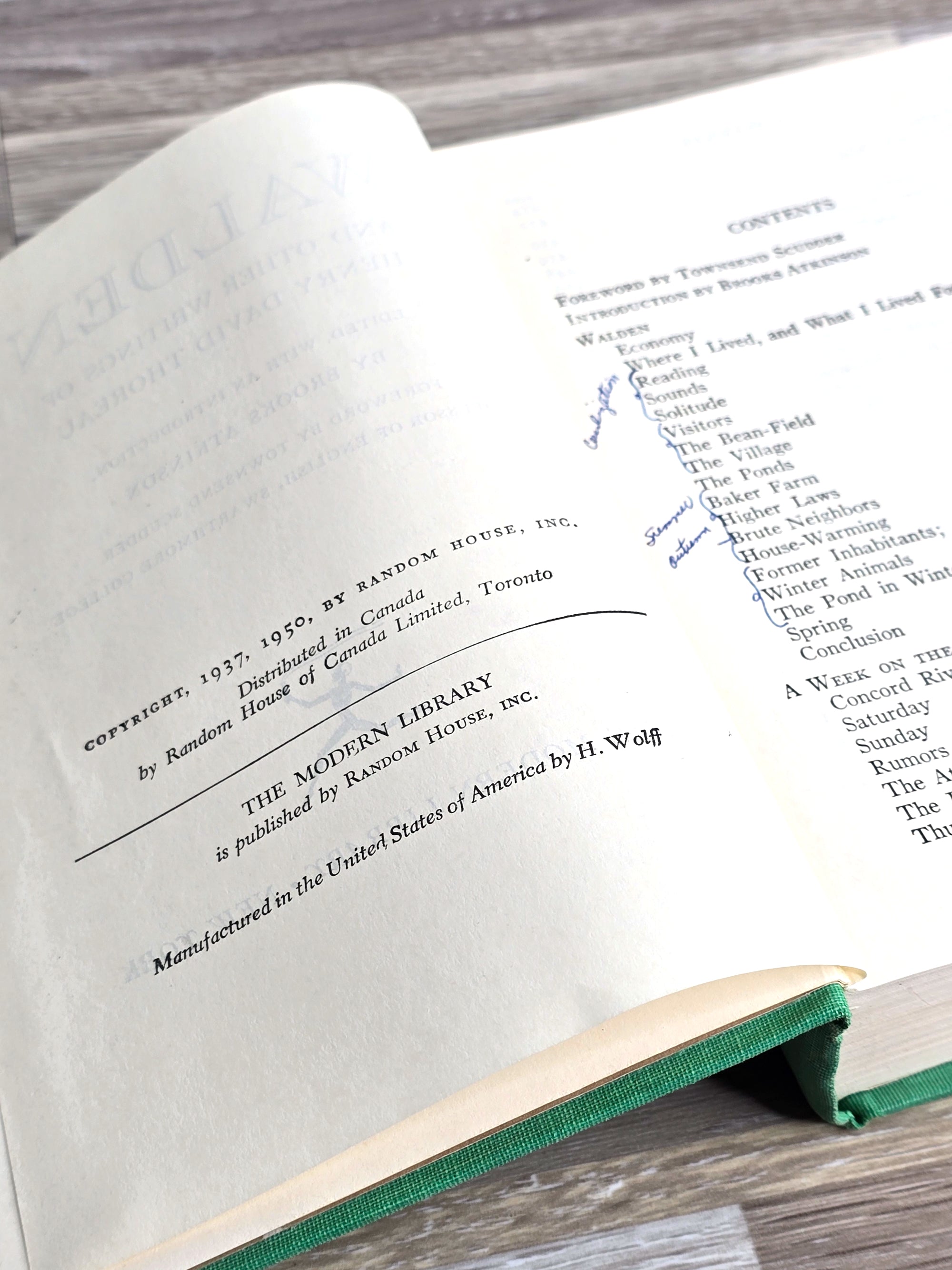 Walden and Other Writings of Henry David Thoreau 1950 Book Collectible