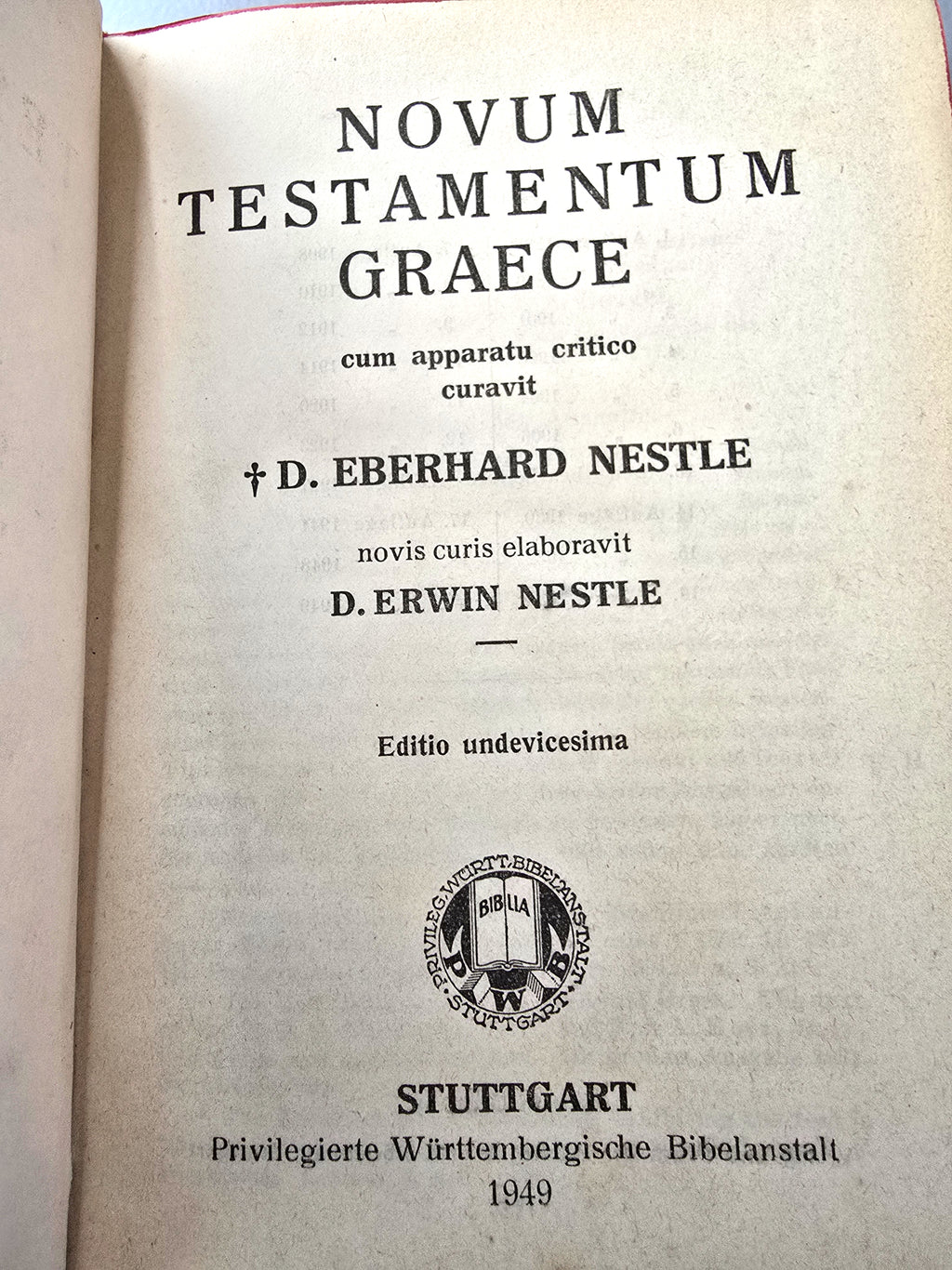 1949 Greek Bible 19th Edition Novum Testamentum Graece