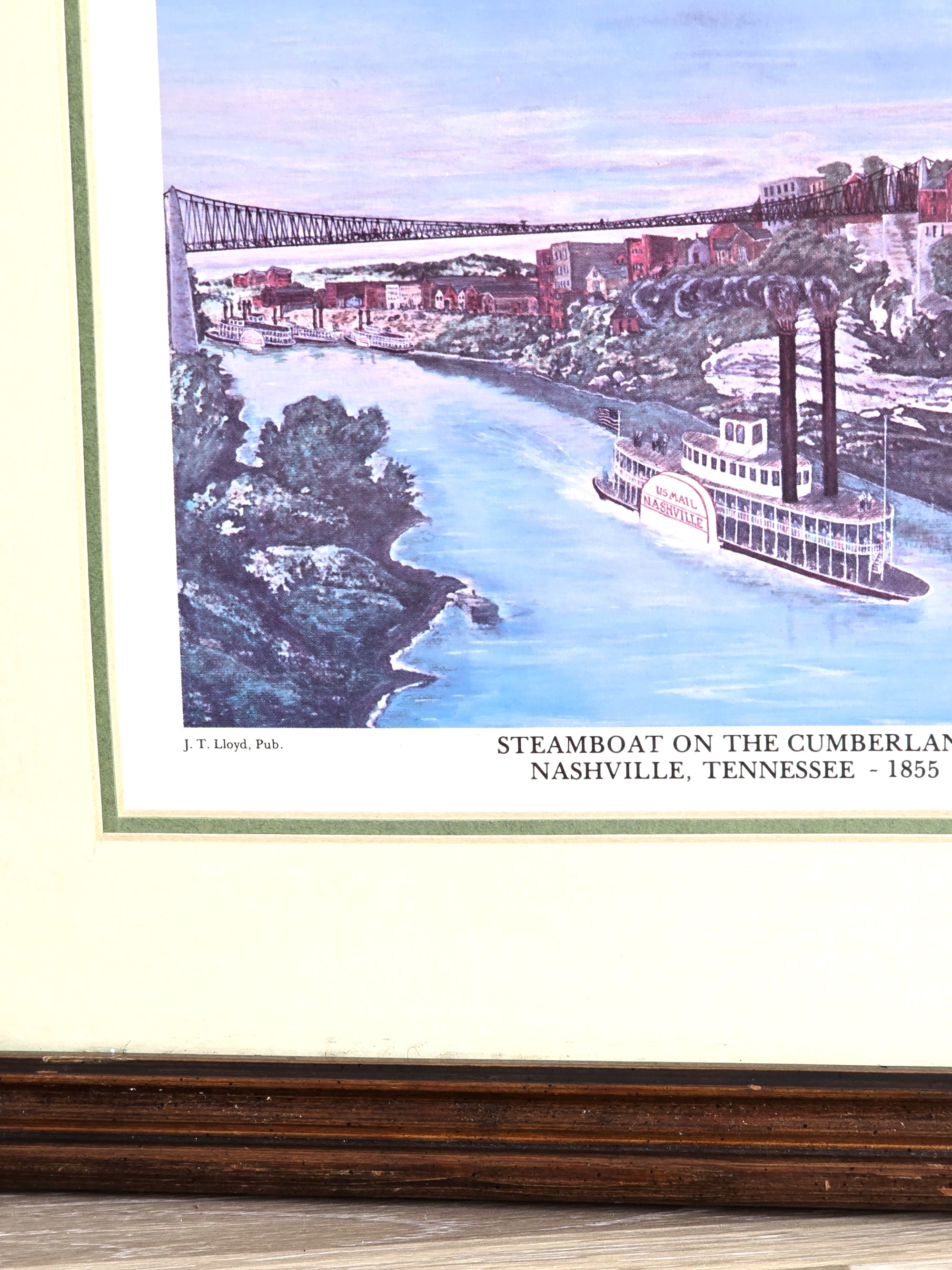 1855 Steamboat on Cumberland Nashville Tennessee Print Wall Art
