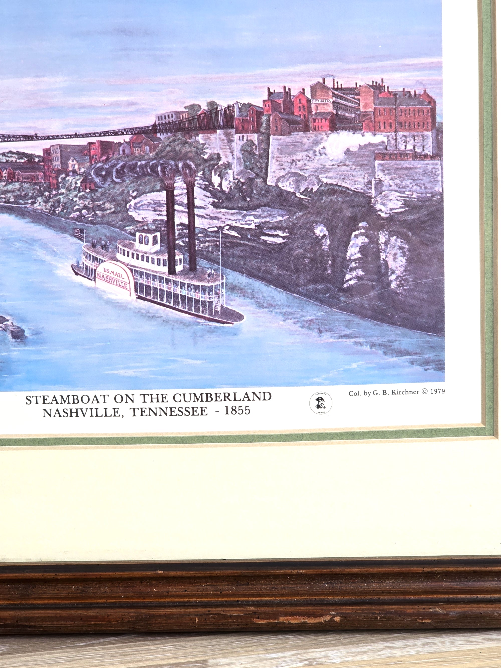 1855 Steamboat on Cumberland Nashville Tennessee Print Wall Art