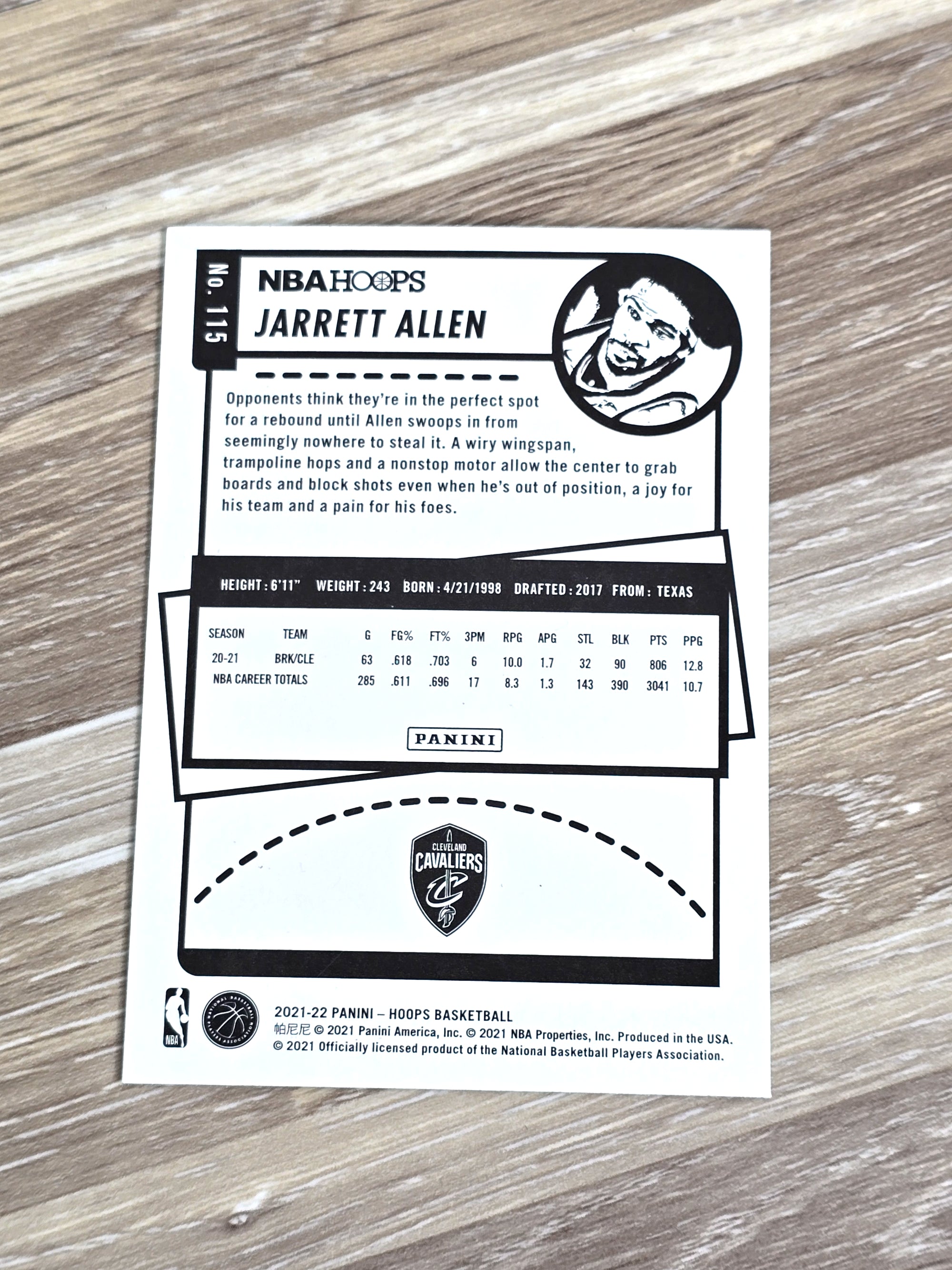Jarrett Allen Baseball Card 2021 Panini No. 115