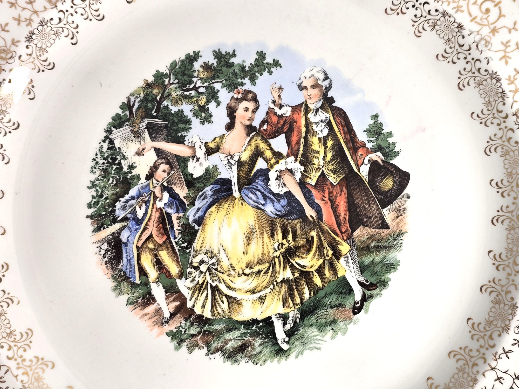 1940 Royal China Company Porcelain Plate 22k Gold Trim Hand Painted
