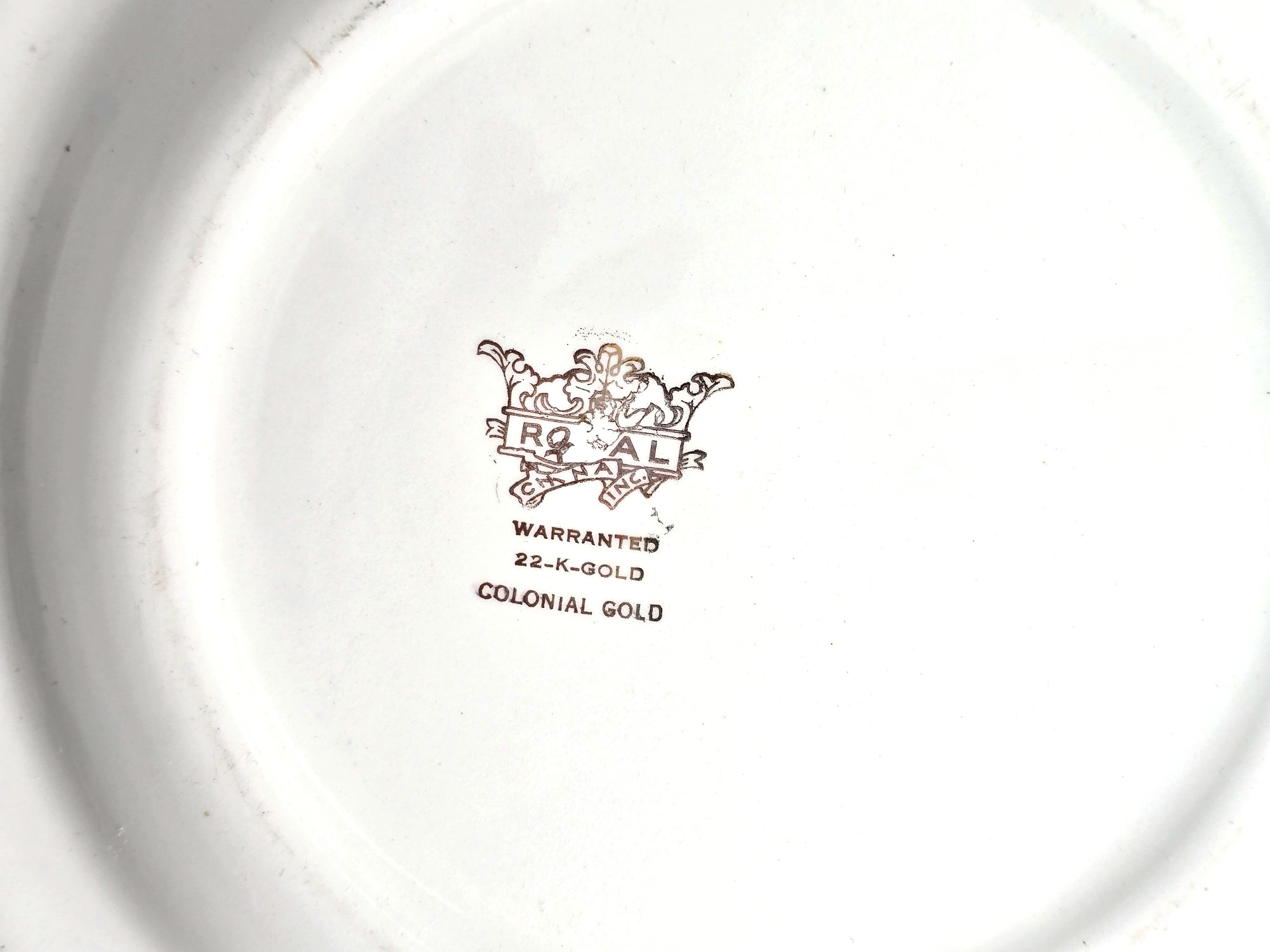 1940 Royal China Company Porcelain Plate 22k Gold Trim Hand Painted