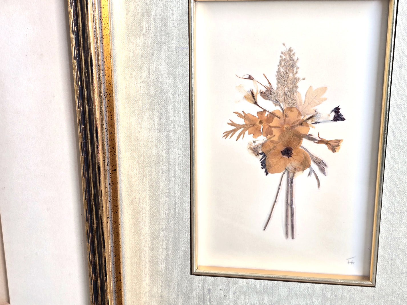 Flowers from the Holy Land 1950s Framed Pressed Flower Art